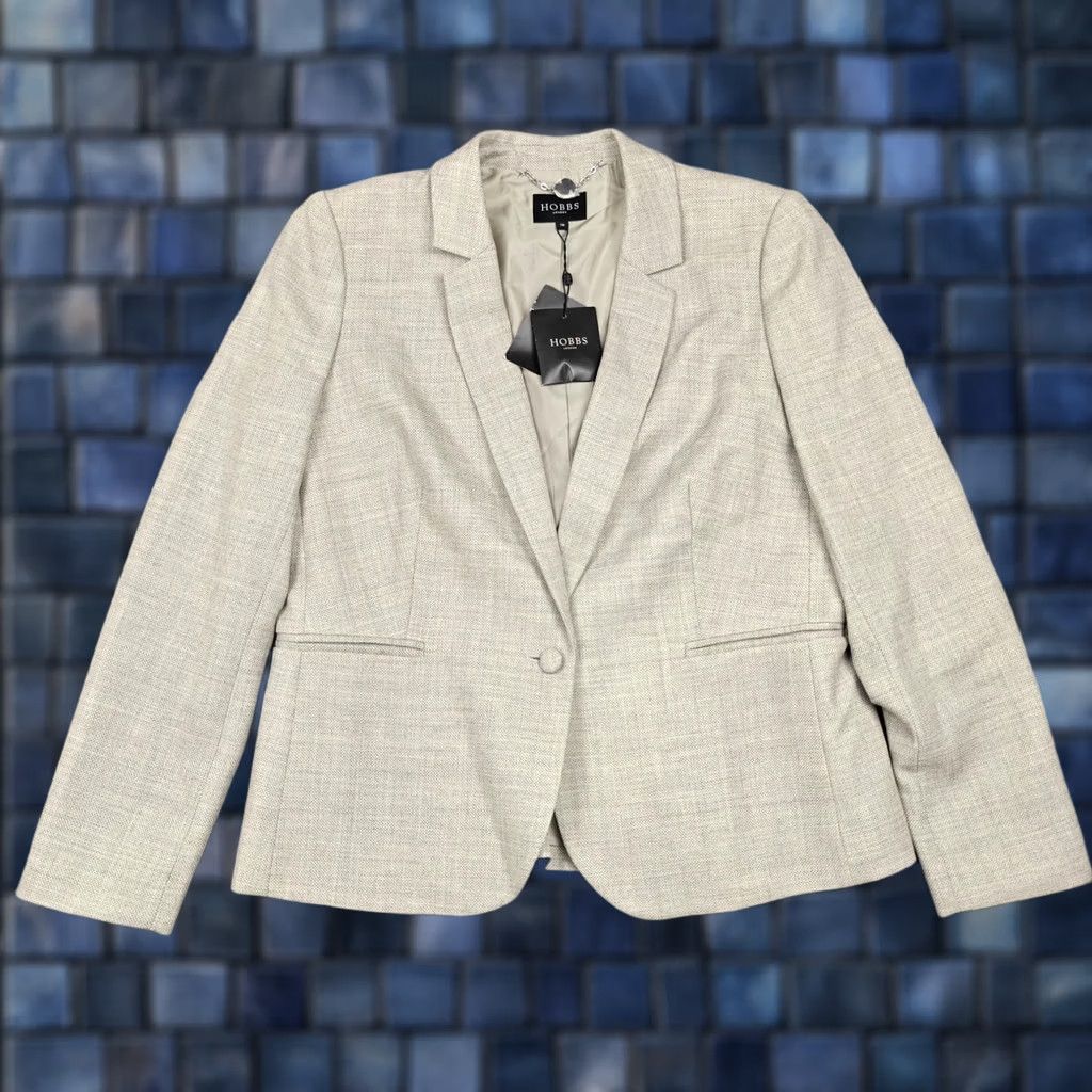Vintage Hobbs Jacket Womens 16 White Blazer Wool Millbank One Button Lined Suit Workwear Size XXL / US 16-18 / IT 52-54 - 1 Thumbnail