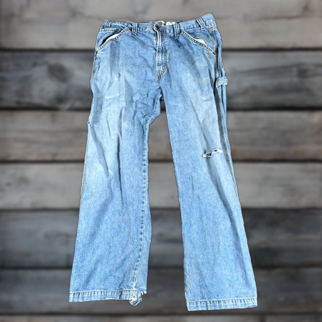Levi's VTG Levi's Carpenter Jeans Men's 38 x 32 Blue Denim Distressed Straight Workwear 90s Grunge Punk Retro Jeans Size US 38 / EU 54 - 1 Thumbnail