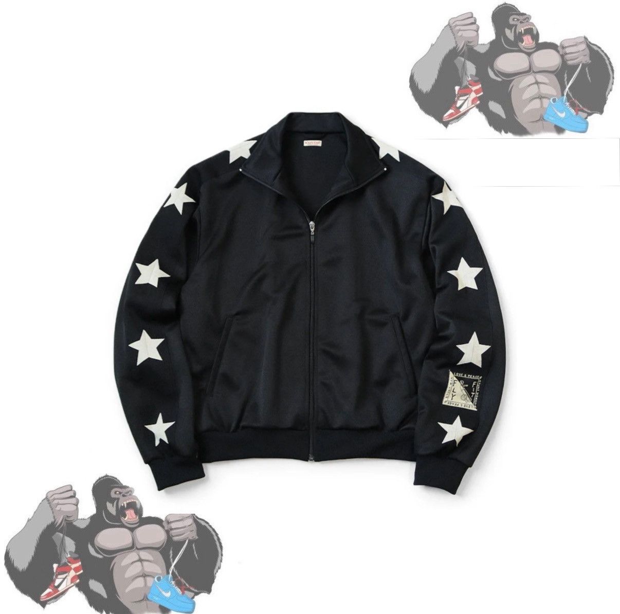 Kapital Kapital Slim-Fit Webbing-Trimmed Jersey Track Jacket Black Size US M / EU 48-50 / 2 - 1 Thumbnail
