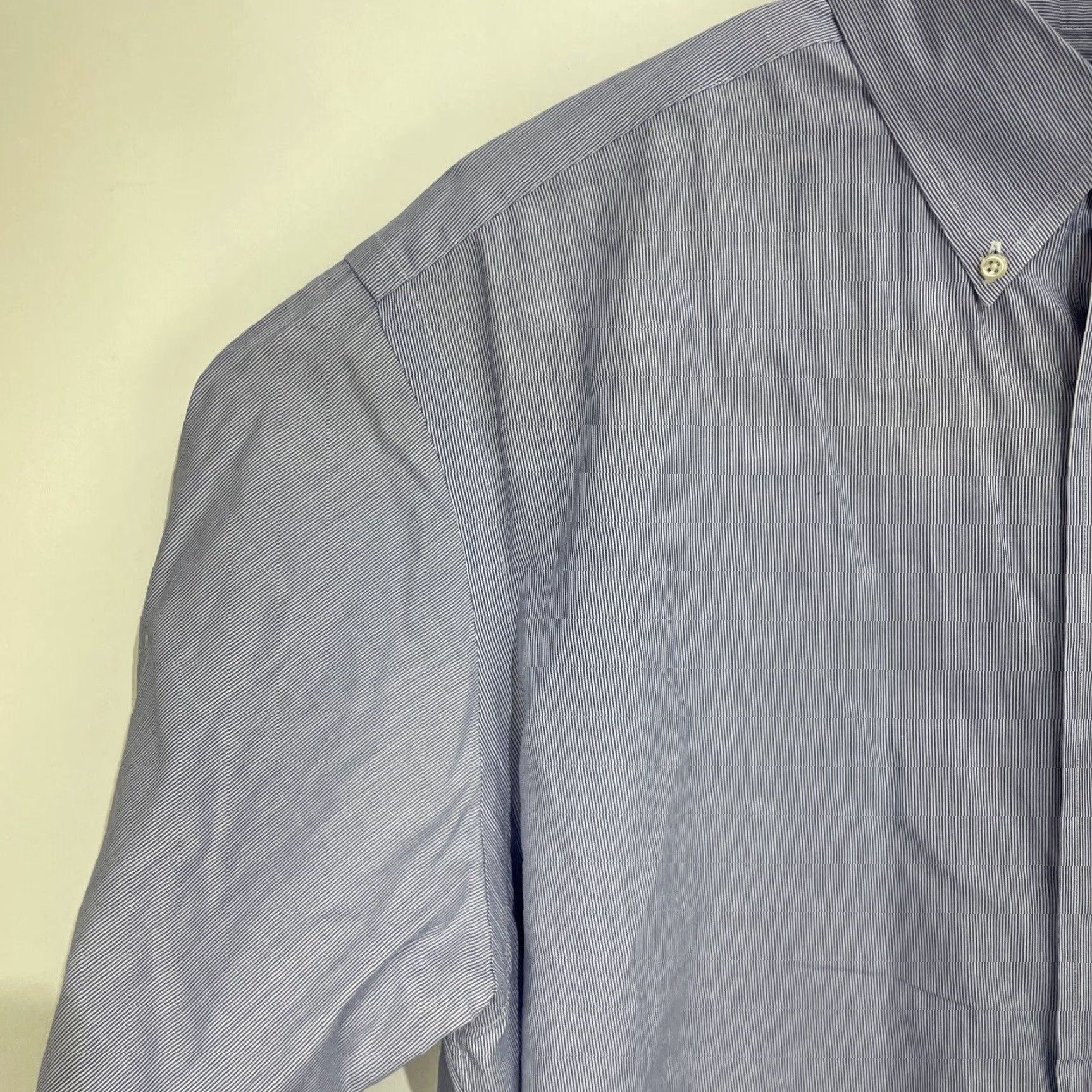 Ralph Lauren Vintage Ralph Lauren Mens Dress Shirt Yarmouth Striped Blue White 16 34/35 100% Cotton with Embroidered Pony Button-Down Collar Size 42R - 4 Thumbnail