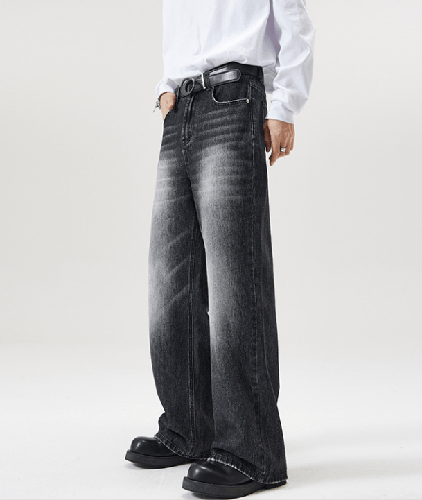 Japanese Brand × Jean Men's washed distressed loose straight wide-leg jeans Size US 32 / EU 48 - 3 Thumbnail