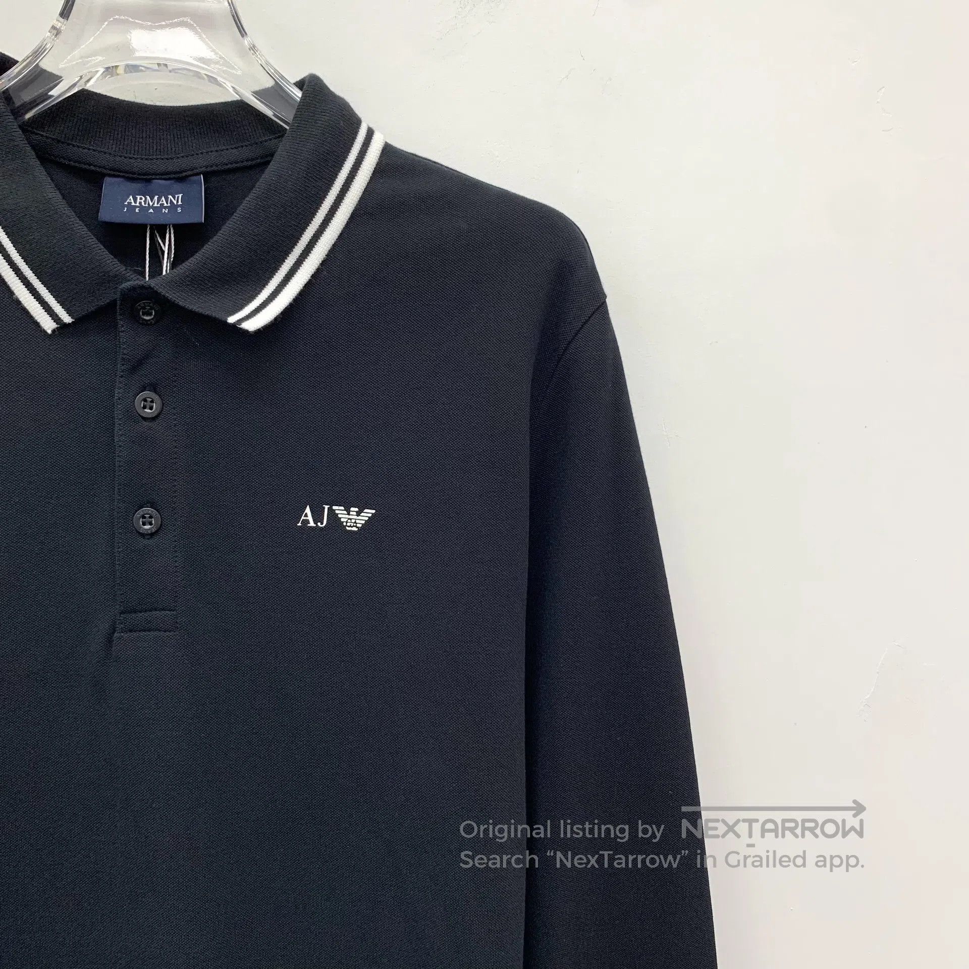 Armani Armani Black Logo Printed Cotton Collar Single Breasted Lo Size US L / EU 52-54 / 3 - 3 Thumbnail