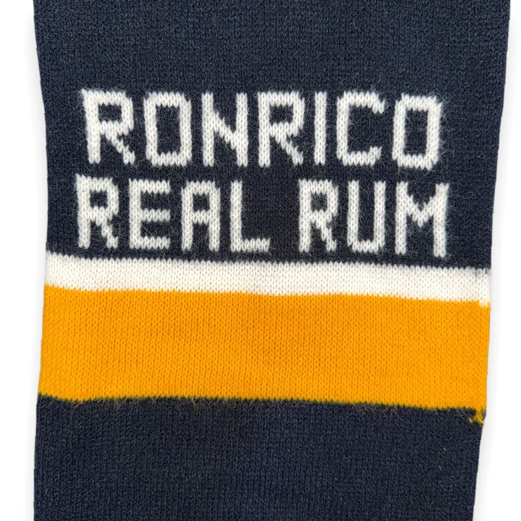 Vintage VINTAGE Ronrico Rum Scarf Scarf Black Blue Yellow Orlon Acrylic Knit USA 60s Mens Size ONE SIZE - 2 Thumbnail