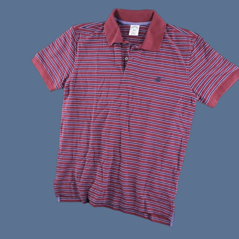 Brooks Brothers Brooks Brothers Polo Mens Large Slim Fit Striped Red Performance Short Sleeve Size US L / EU 52-54 / 3 - 1 Thumbnail