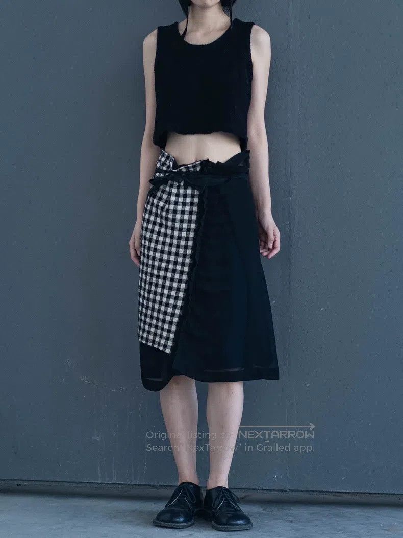 Comme Des Garcons Black and white check spliced wrap-aroun