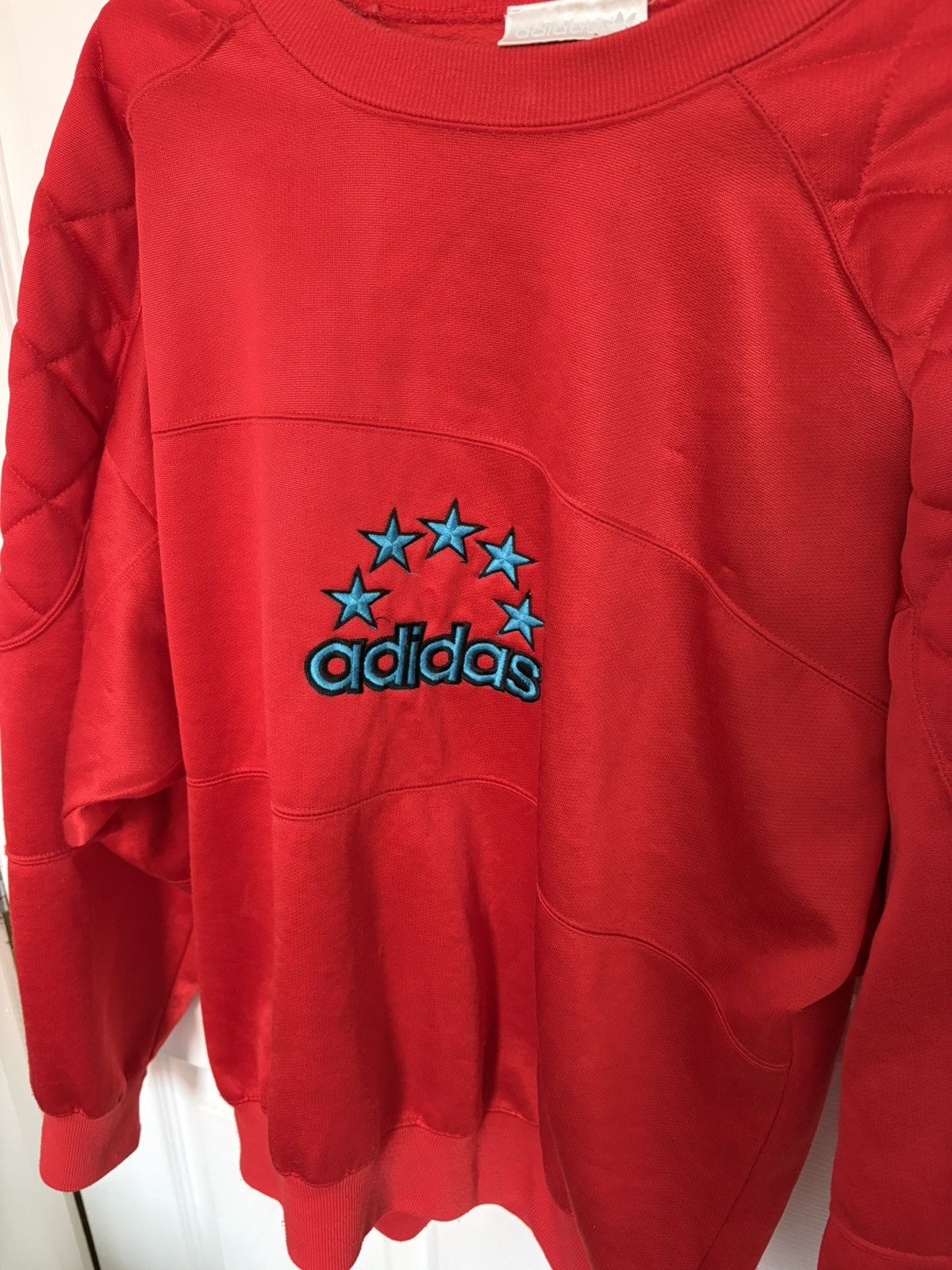 Adidas Vintage 90’s Adidas Goalkeeper Quilted Sweatshirt Red size M Size US M / EU 48-50 / 2 - 2 Thumbnail