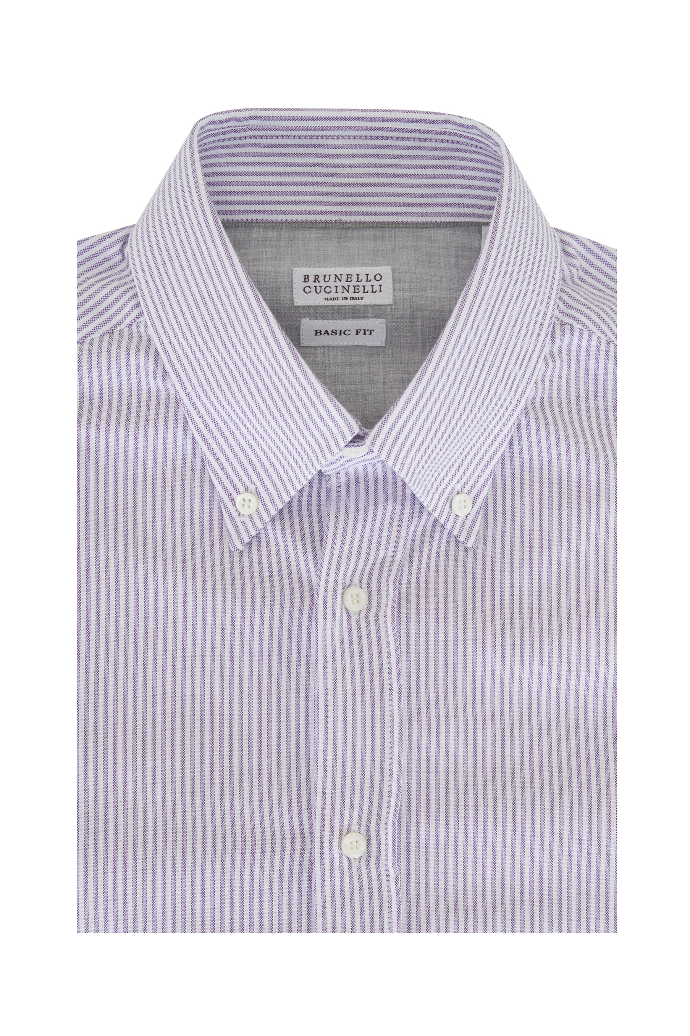 o1mtch0225 Stripe Cotton Sport Shirt in Purple