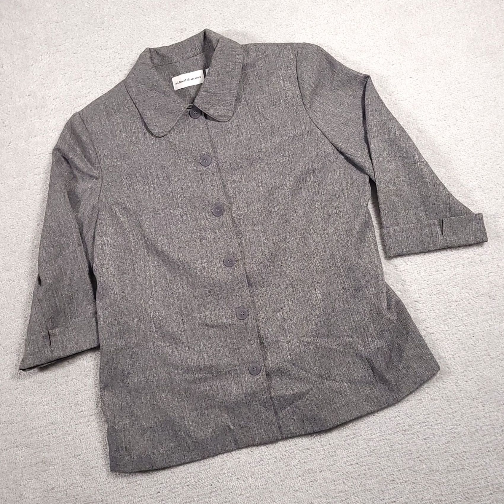 Vintage VINTAGE Alfred Dunner Blazer Shirt Jacket Women’s 12 Gray Shoulder Pads Button Up Size XL / US 12-14 / IT 48-50 - 2 Thumbnail