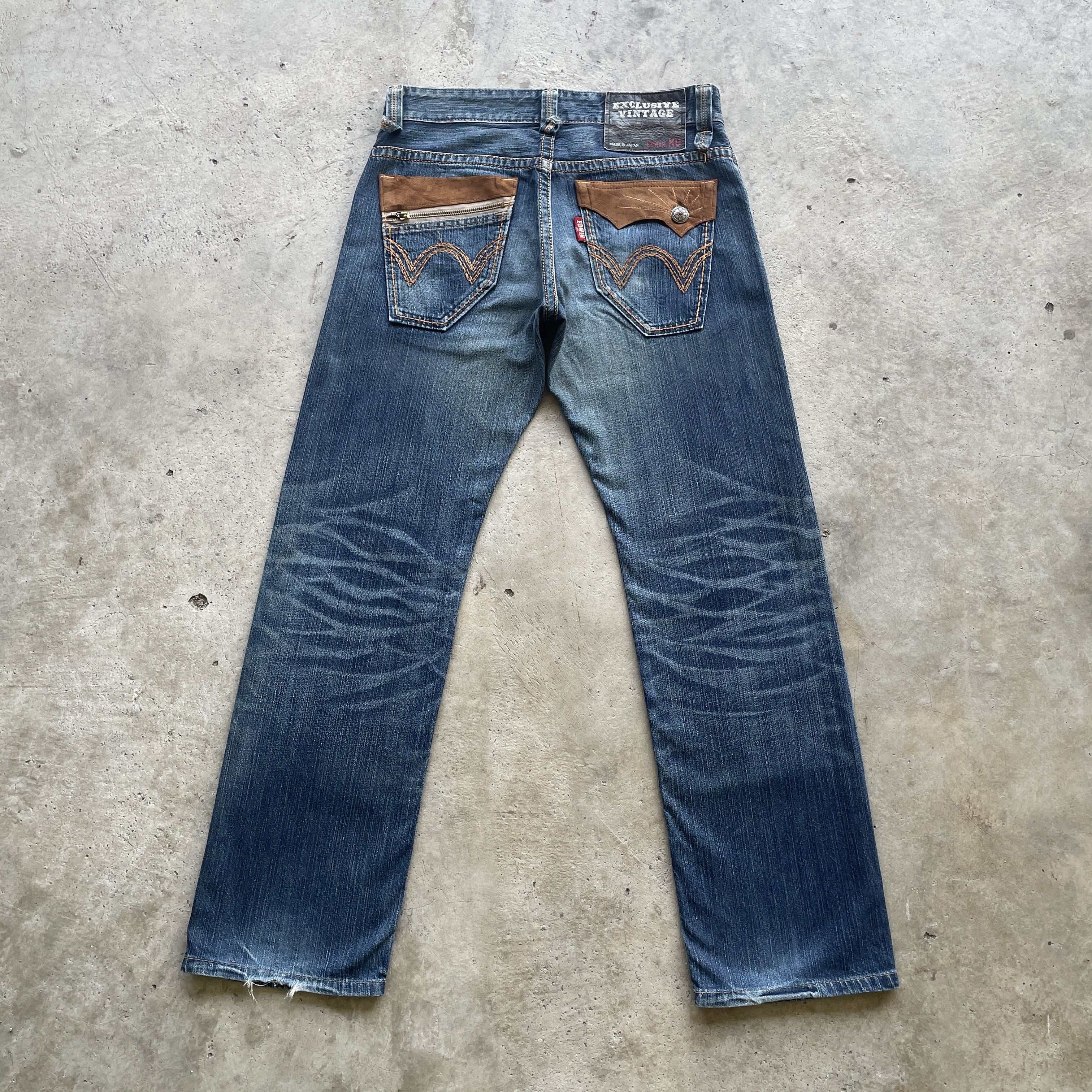 VINTAGE EDWIN XV DENIM DISTRESSED FADED JEANS PANTS W32