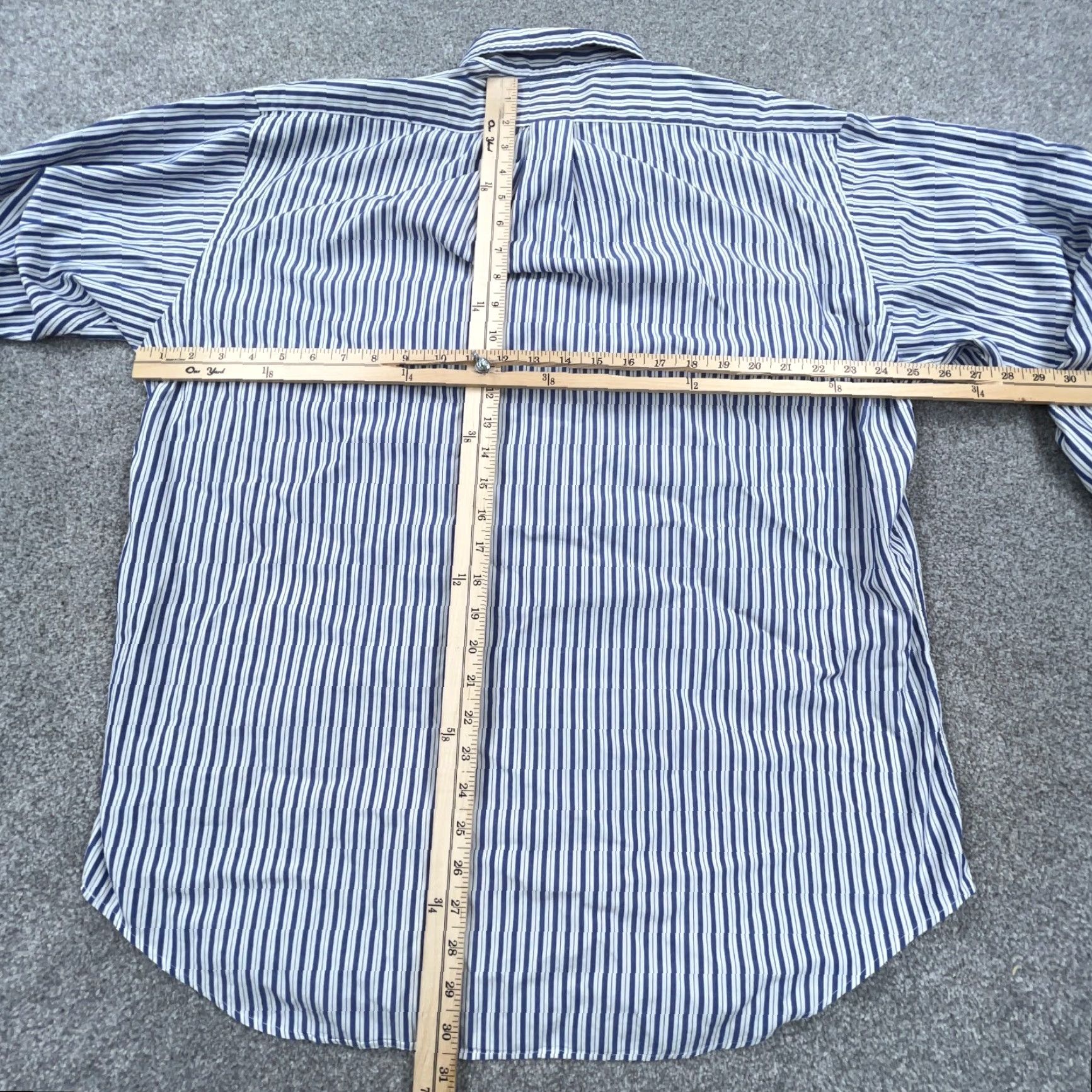 Ralph Lauren Ralph Lauren Shirt Button-Up Striped Blue White Long Sleeve L Men Regular Fit Adult Large Size 42R - 6 Thumbnail
