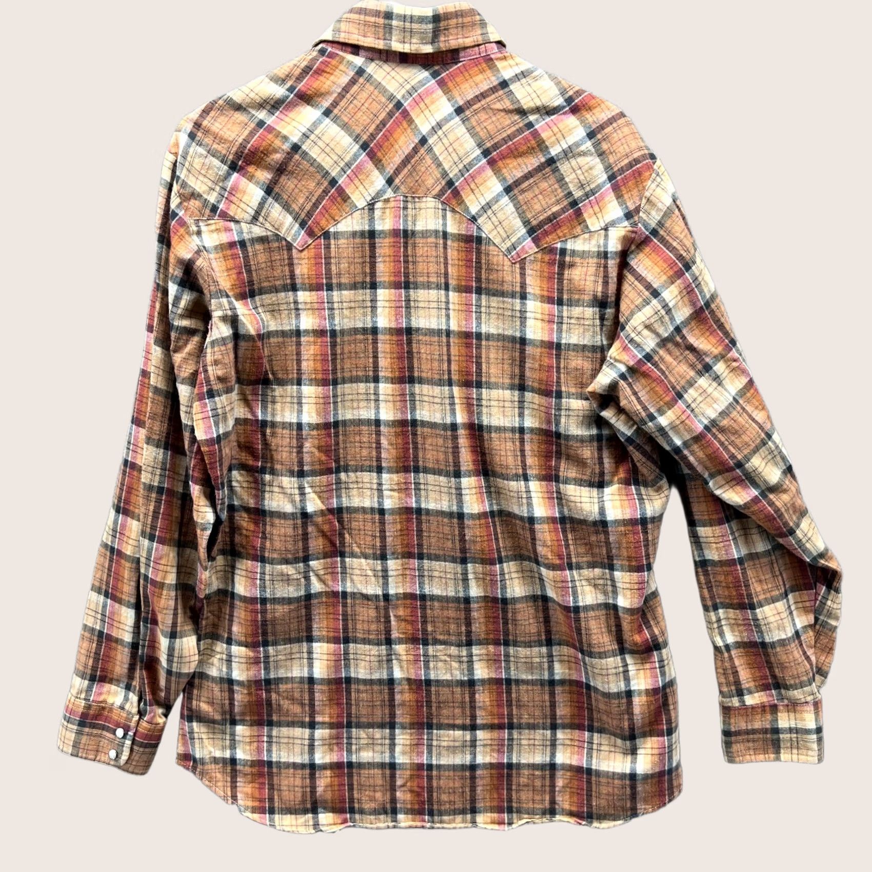Levi's VINTAGE Levi's Shirt Mens Large Brown Tartan Plaid Pearl Snap Western Cowboy 80s Size US L / EU 52-54 / 3 - 1 Thumbnail