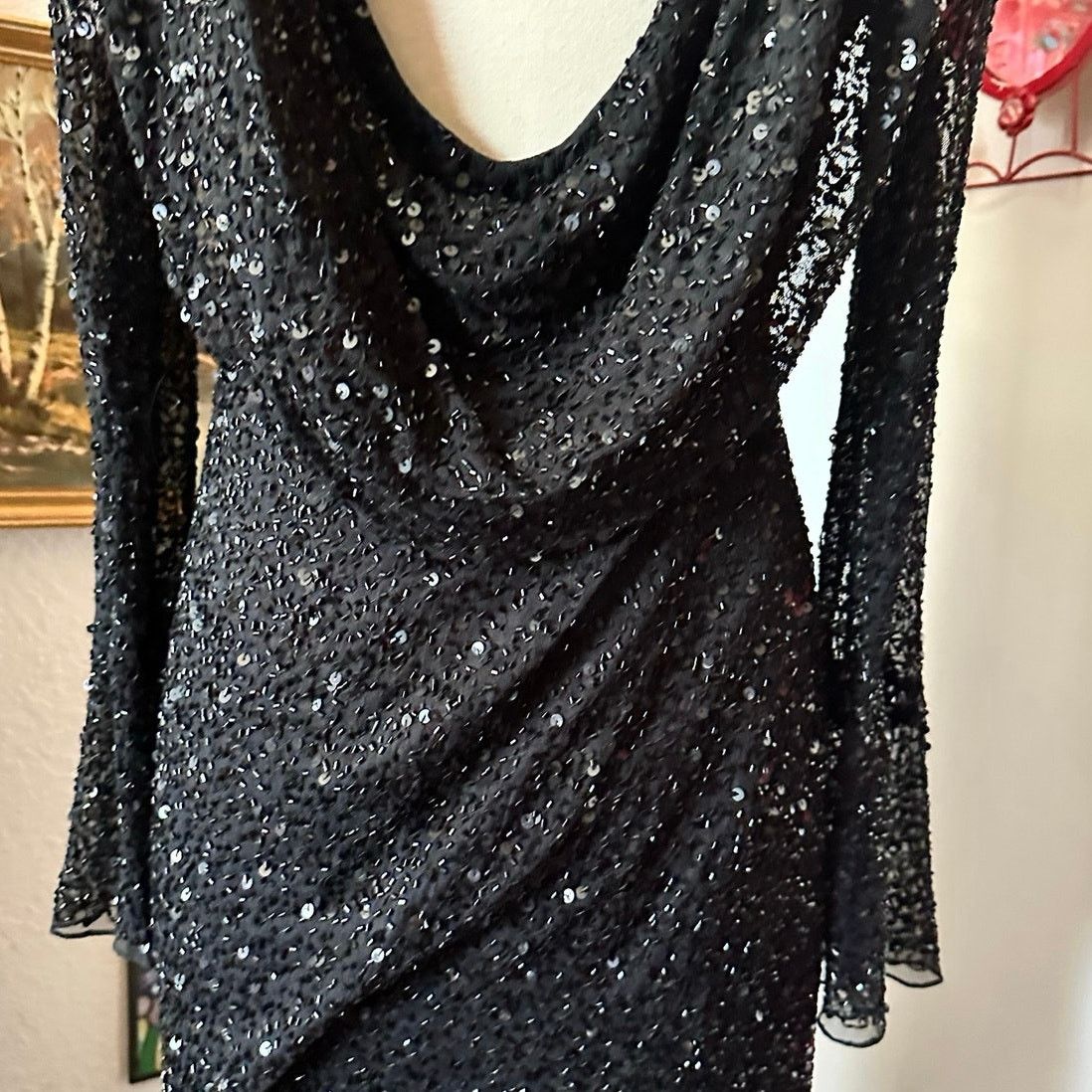 Other moda international black sequin mesh formal dress Size L / US 10 / IT 46 - 5 Thumbnail