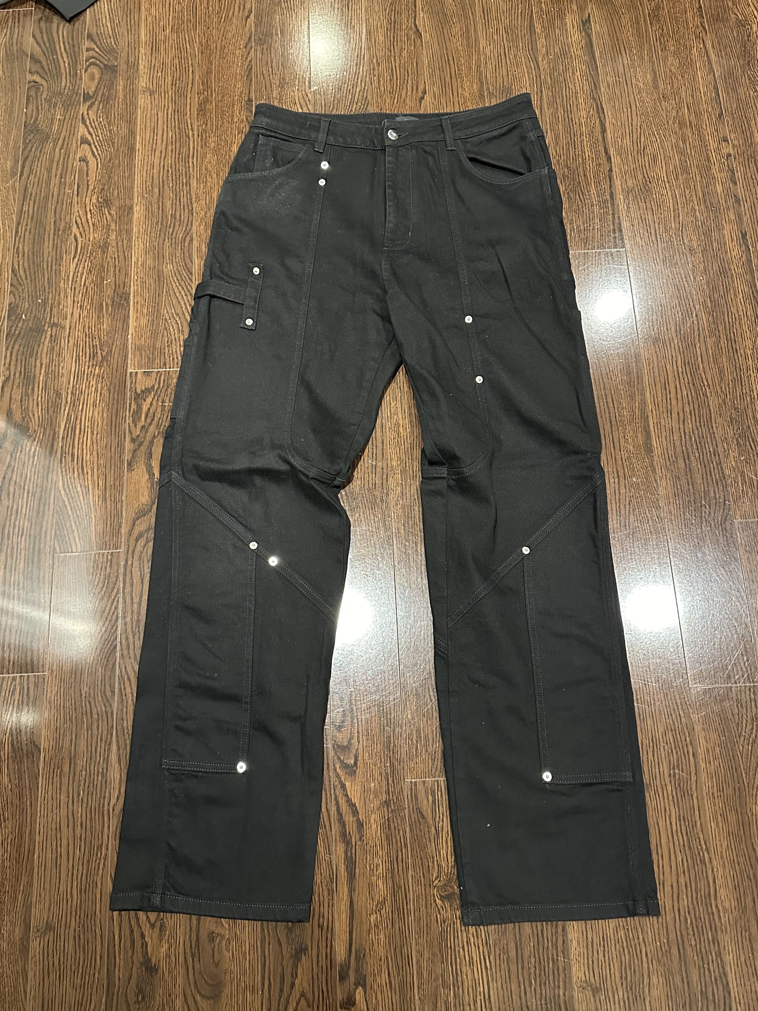 image of Heliot Emil Black Carpenter Pants, Men's (Size 36)