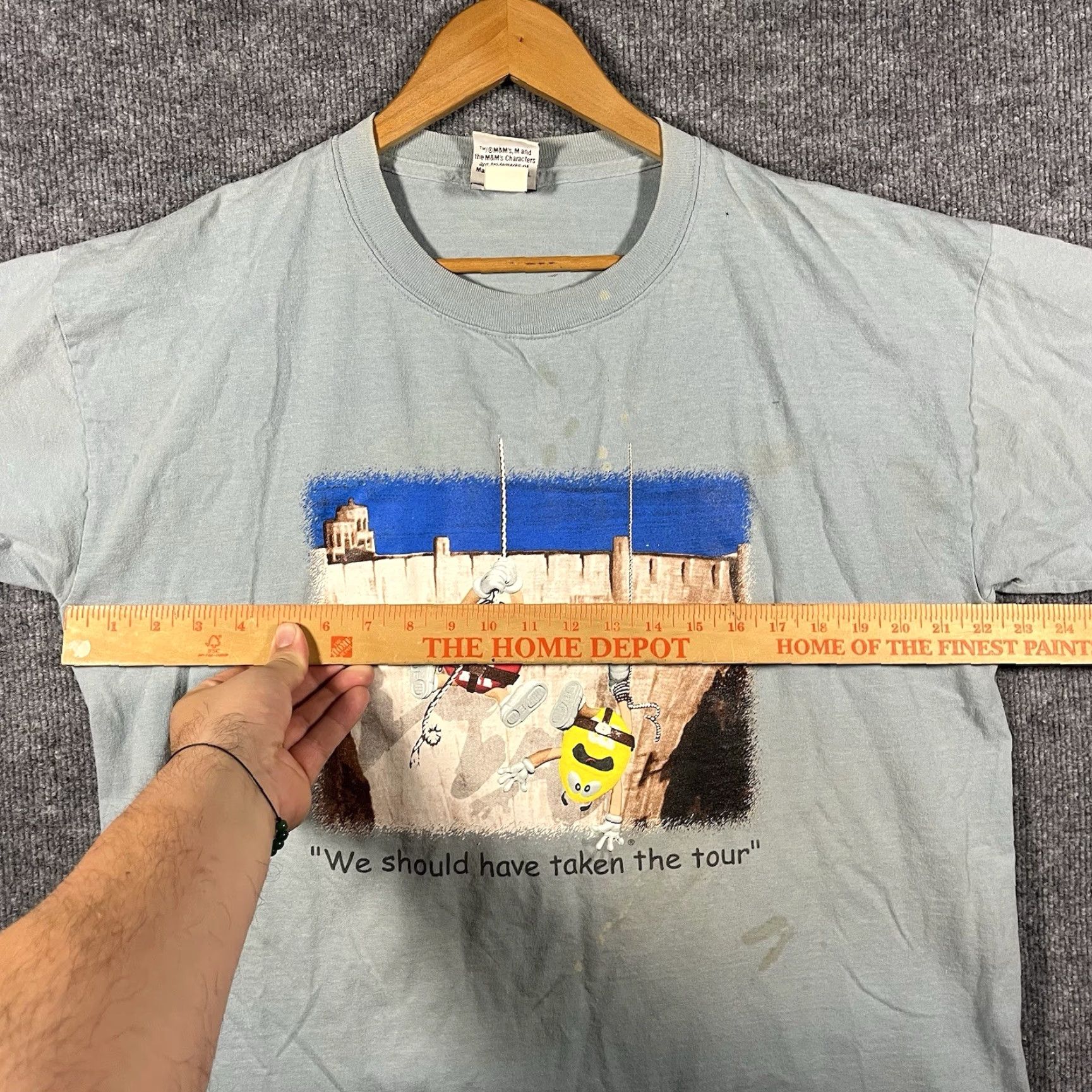 CHOCOOLATE VINTAGE M&M Candy T-Shirt Mens Large Graphic Print 90s Crew Neck Short Sleeve Blue USA Candy Theme Mens Size US L / EU 52-54 / 3 - 7 Thumbnail