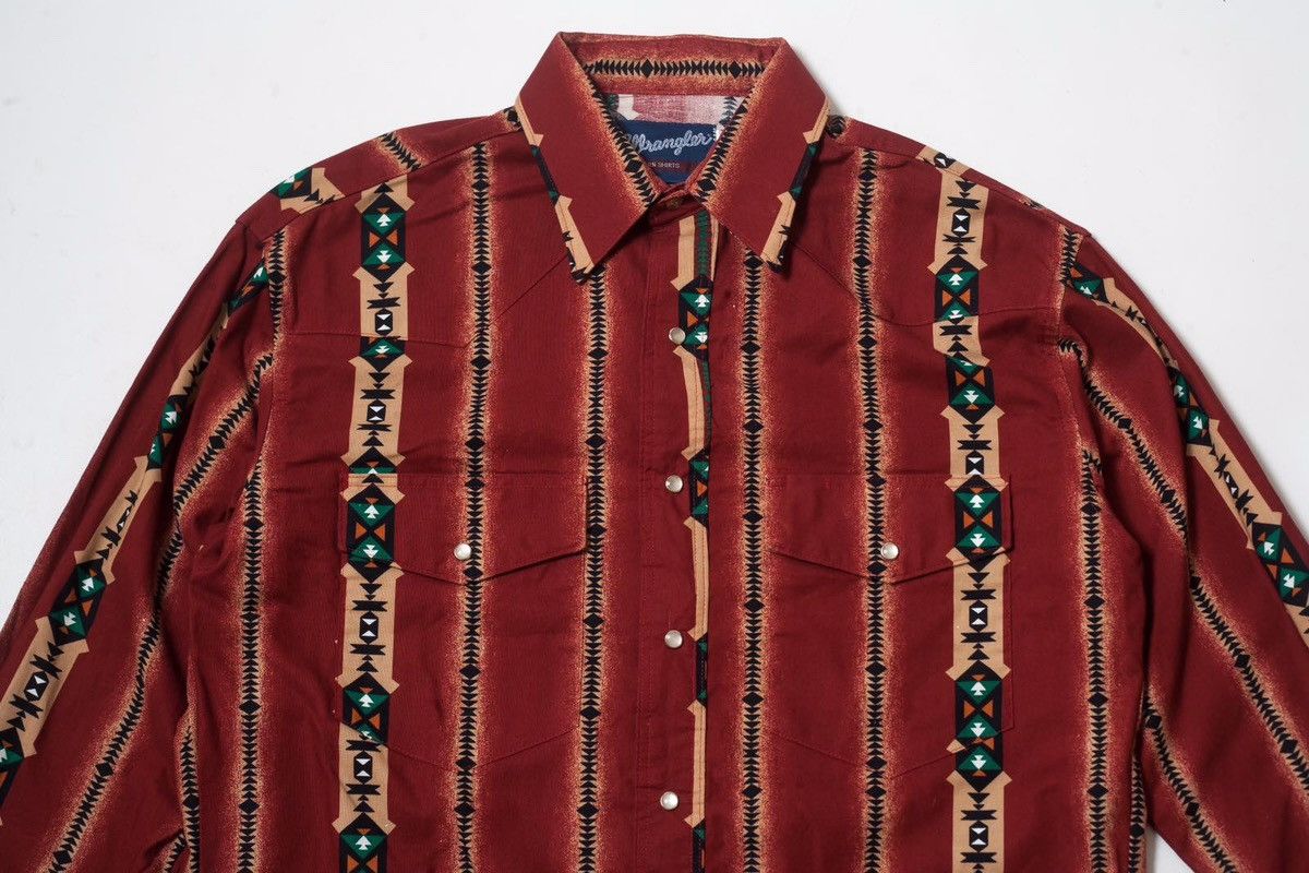 Wrangler Wranlger Pearl Snap Vintage Aztec Shirt Size US M / EU 48-50 / 2 - 2 Thumbnail
