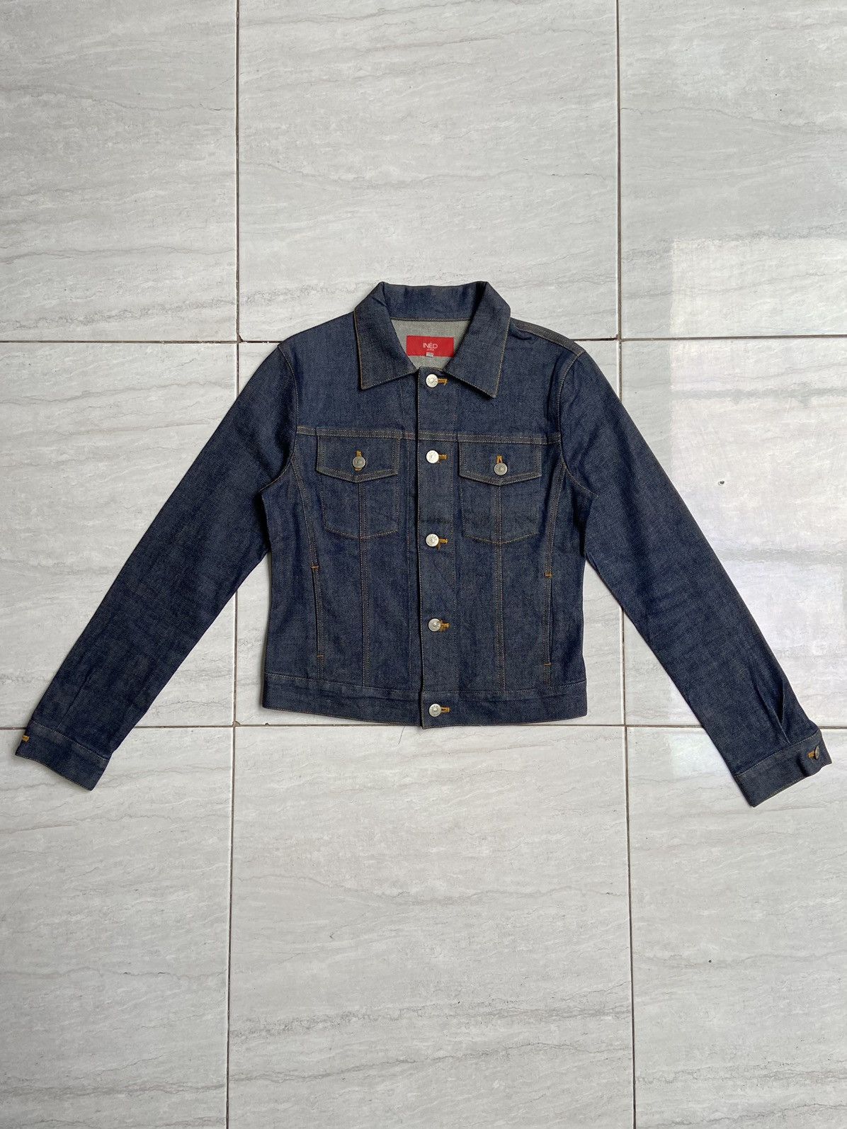 image of Yohji Yamamoto Ined Navy Denim Jeans Jacket, Men's (Size XS)