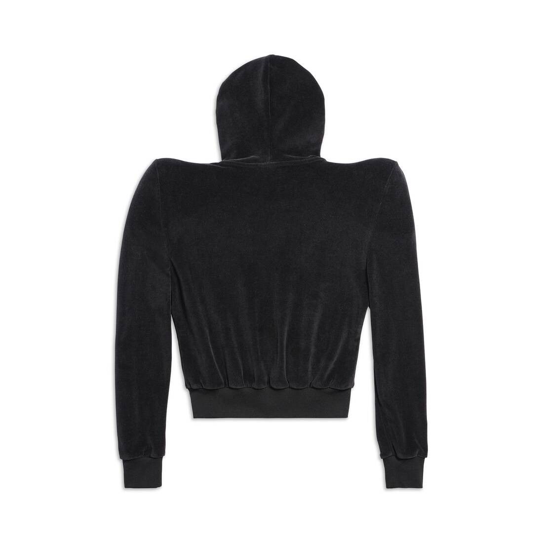 Balenciaga o1bcso1str0525 Round Shoulder Zip-up Hoodie Small Fit Black Size M / US 6-8 / IT 42-44 - 2 Thumbnail