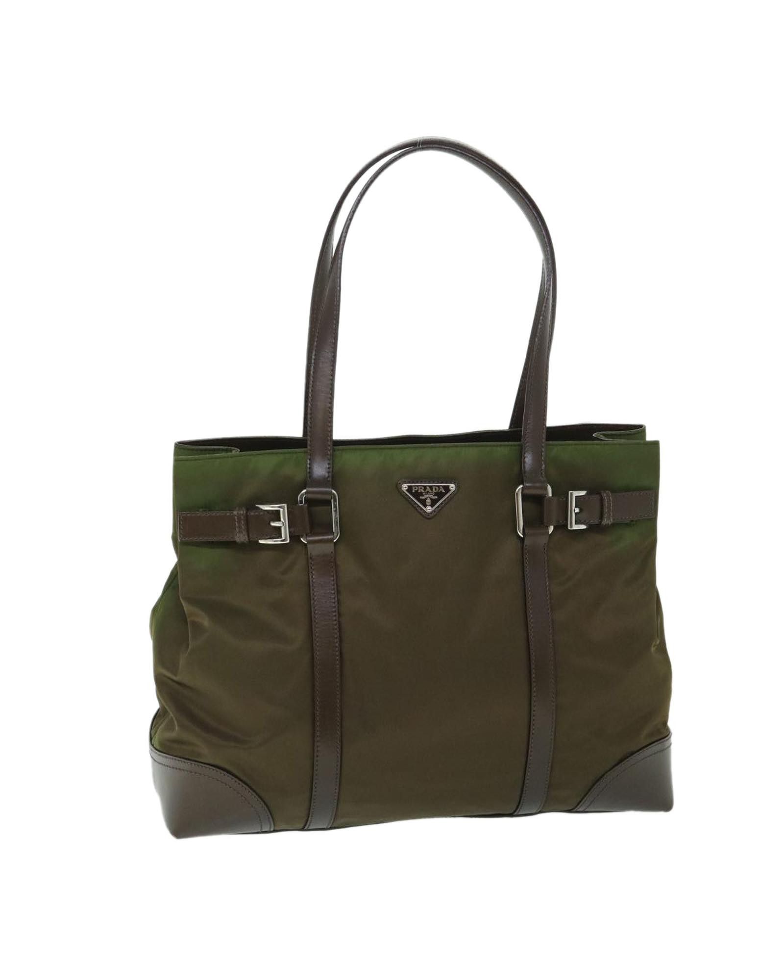 image of Prada Green Nylon Shoulder Bag, Women's