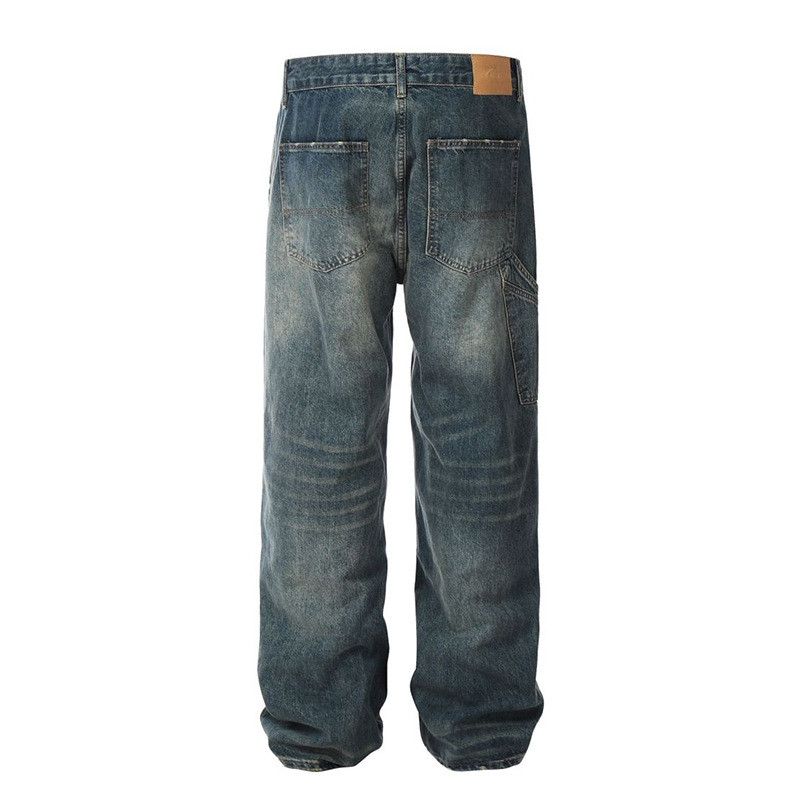 Vintage American retro washed workwear multi-pocket jeans Size US 32 / EU 48 - 2 Thumbnail