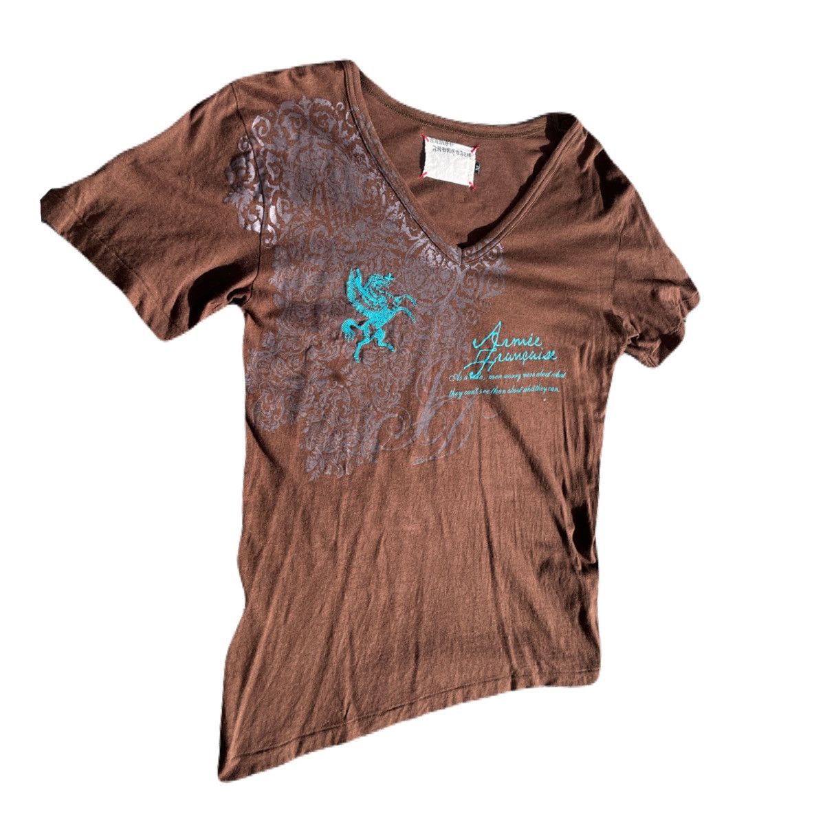 If Six Was Nine 2000s Japanese archive Vkei Pegasus Poem V-Neck Tee Gyaruo Size US S / EU 44-46 / 1 - 3 Thumbnail