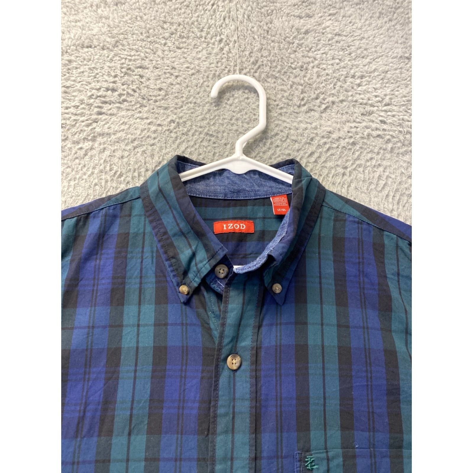 Izod IZOD Long Sleeve Button-Down Plaid Shirt LT Tall Multicolor Casual Workwear Mens Size US L / EU 52-54 / 3 - 4 Thumbnail