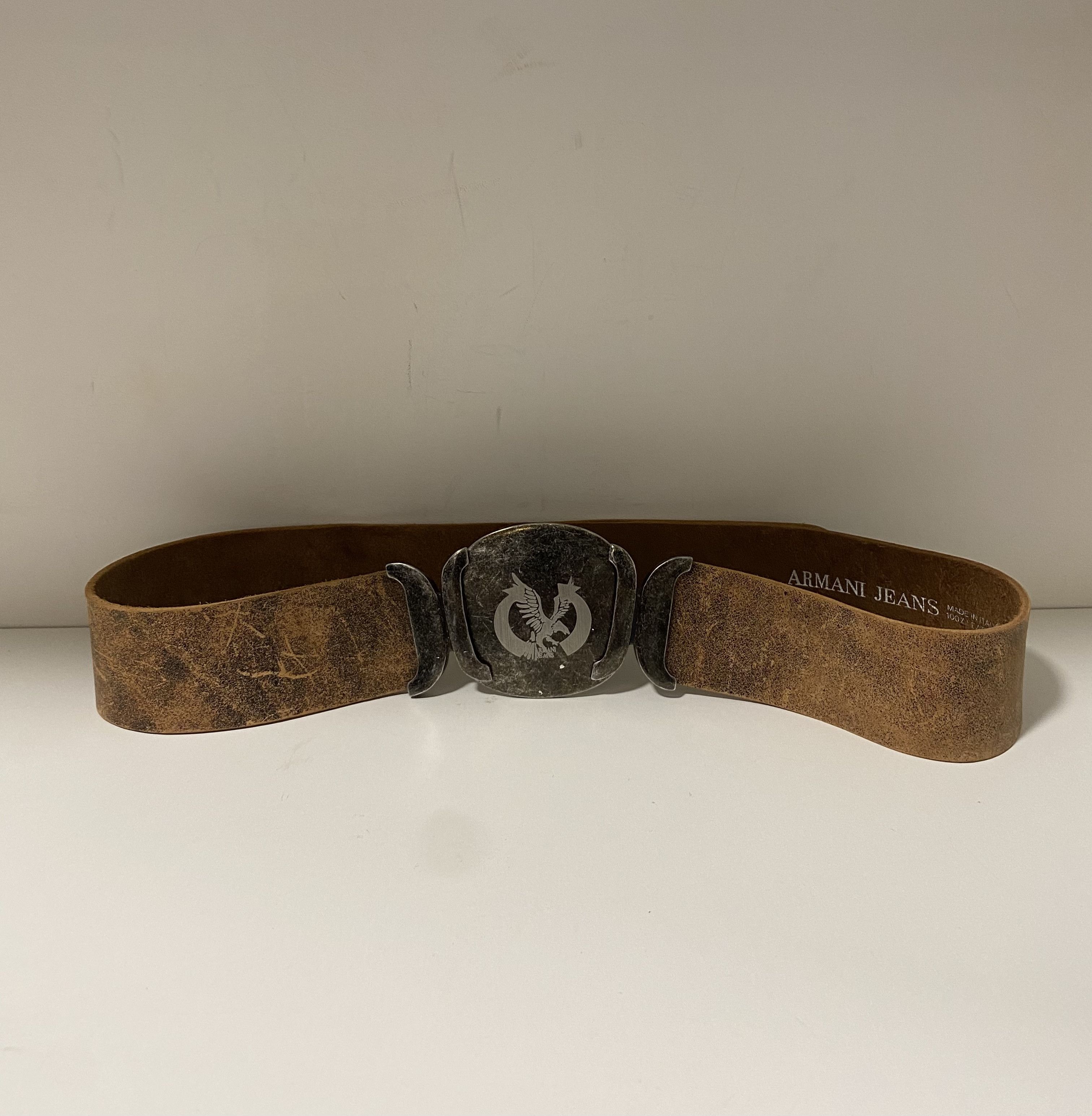 Giorgio Armani Cognac Leather Belt with Embossed Logo Vintage 65/26 Vintage Reversible Genuine Leather Armani Belt Black or  main image 2