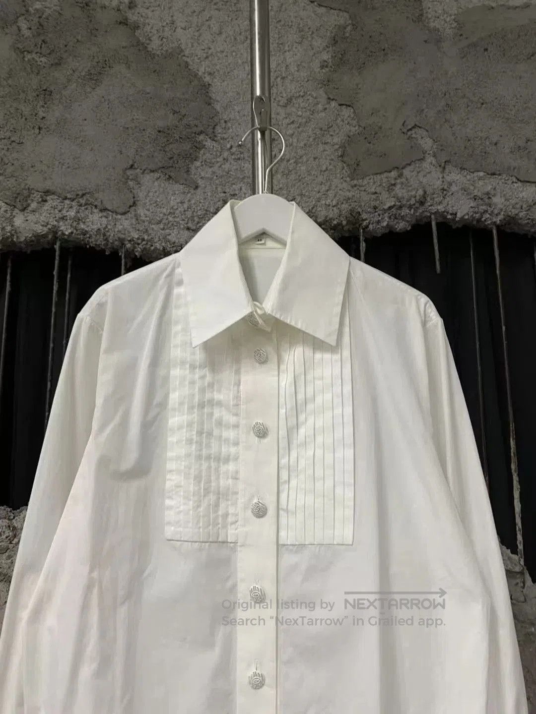 Chanel Chanel White French Accordion Collar Shirt. Size M / US 6-8 / IT 42-44 - 3 Thumbnail