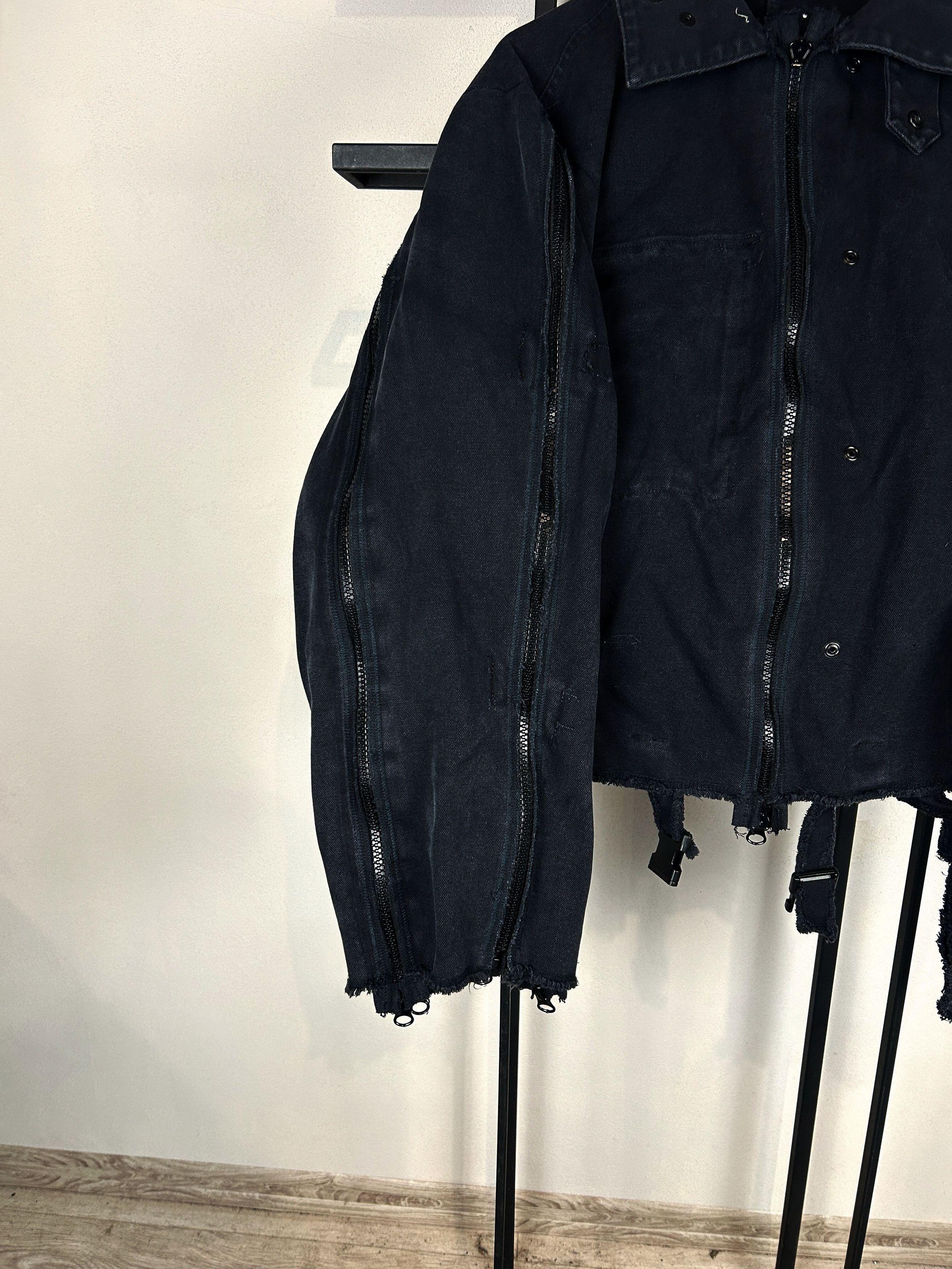 Yohji Yamamoto Distressed Black Cropped Jacket Zip Sleeve Grunge Punk Y2K Size US XL / EU 56 / 4 - 3 Thumbnail