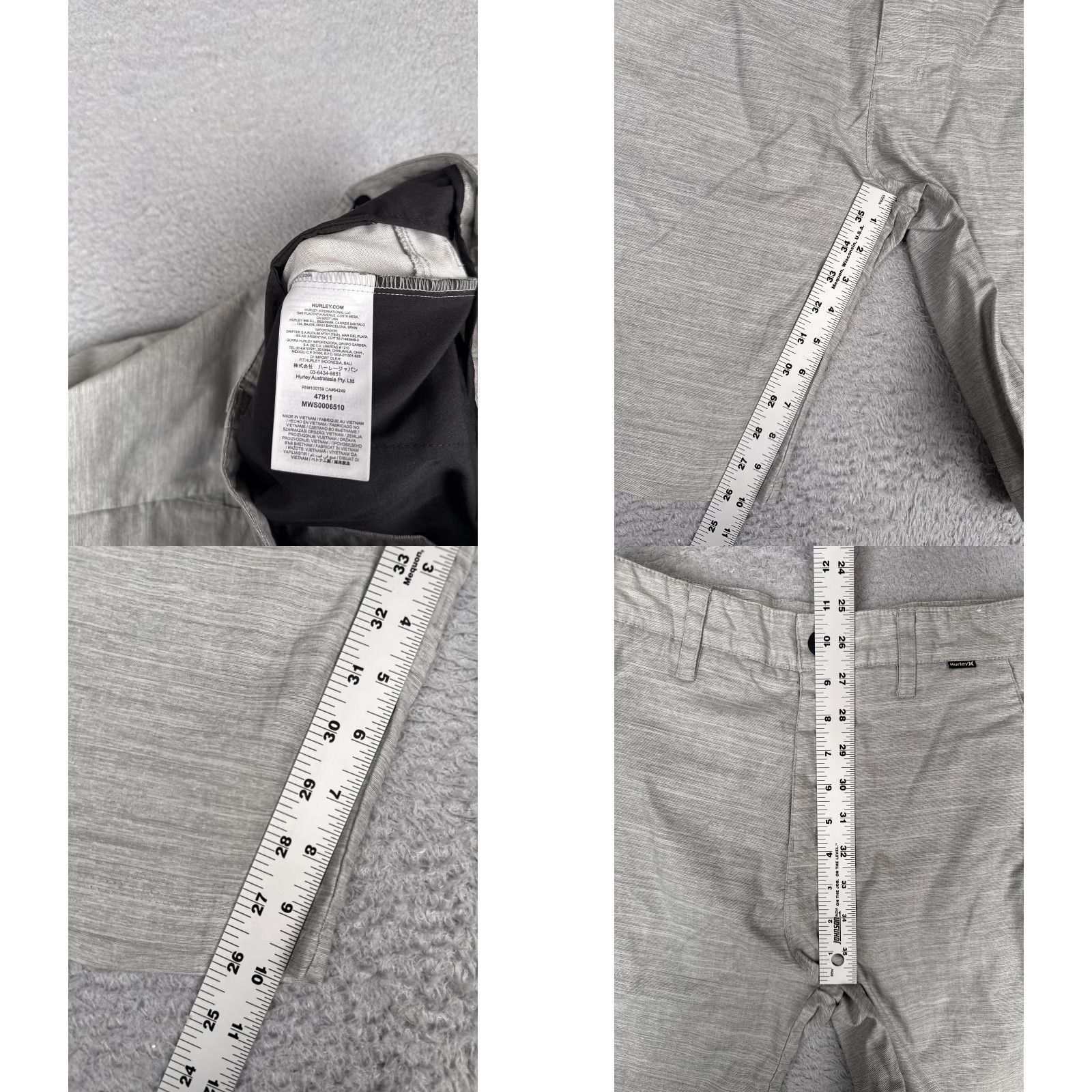 Hurley Hurley Shorts Mens 28 Gray Chino Flat Front 10 Inseam Quick Dry H2O-Dri Summer Size US 28 / EU 44 - 8 Thumbnail