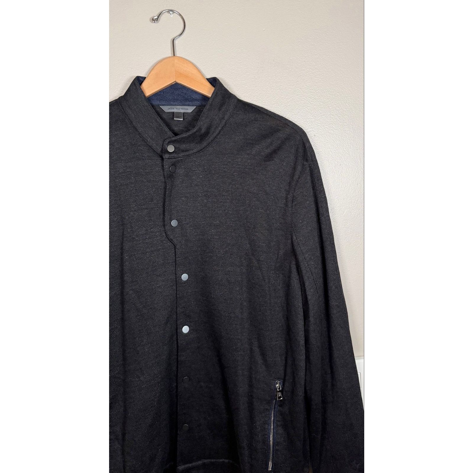 John Varvatos John Varvatos Heathered Knit Snap-Front Jacket size L $688 Size US L / EU 52-54 / 3 - 5 Thumbnail