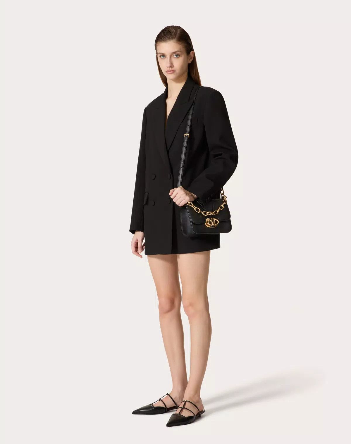 Valentino oc11z0725 Size:OS/Leather Shoulder Bag With Chain in Black Size ONE SIZE - 8 Thumbnail
