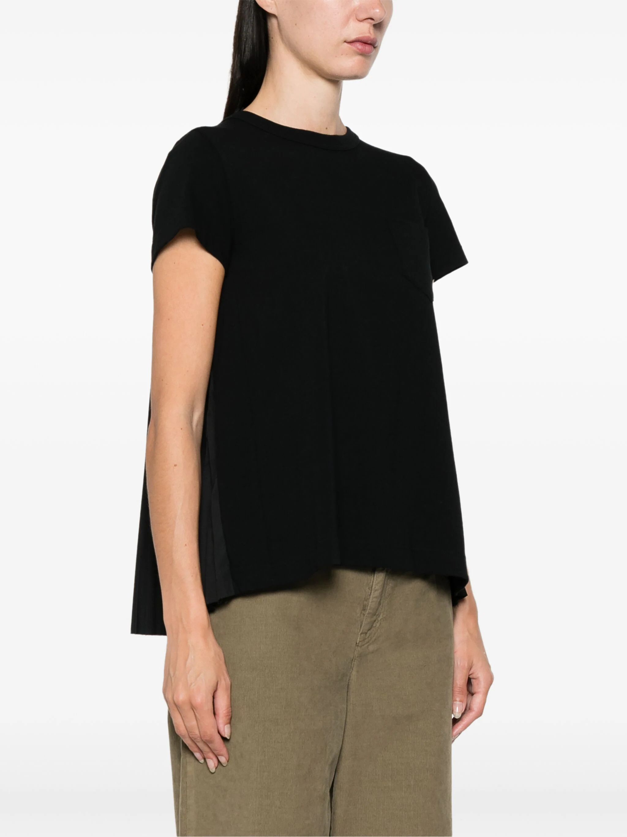 Sacai o1s22i1n0924 Pleated Back T-Shirt in Black Size M / US 6-8 / IT 42-44 - 3 Thumbnail