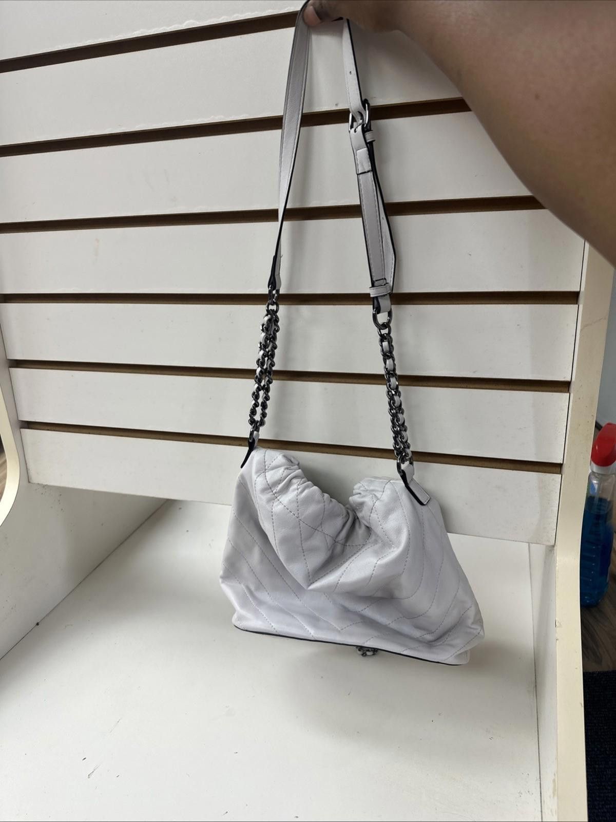Aldo ALDO Women White Quilted Backpack Handbag Chain Silver Size ONE SIZE - 3 Thumbnail