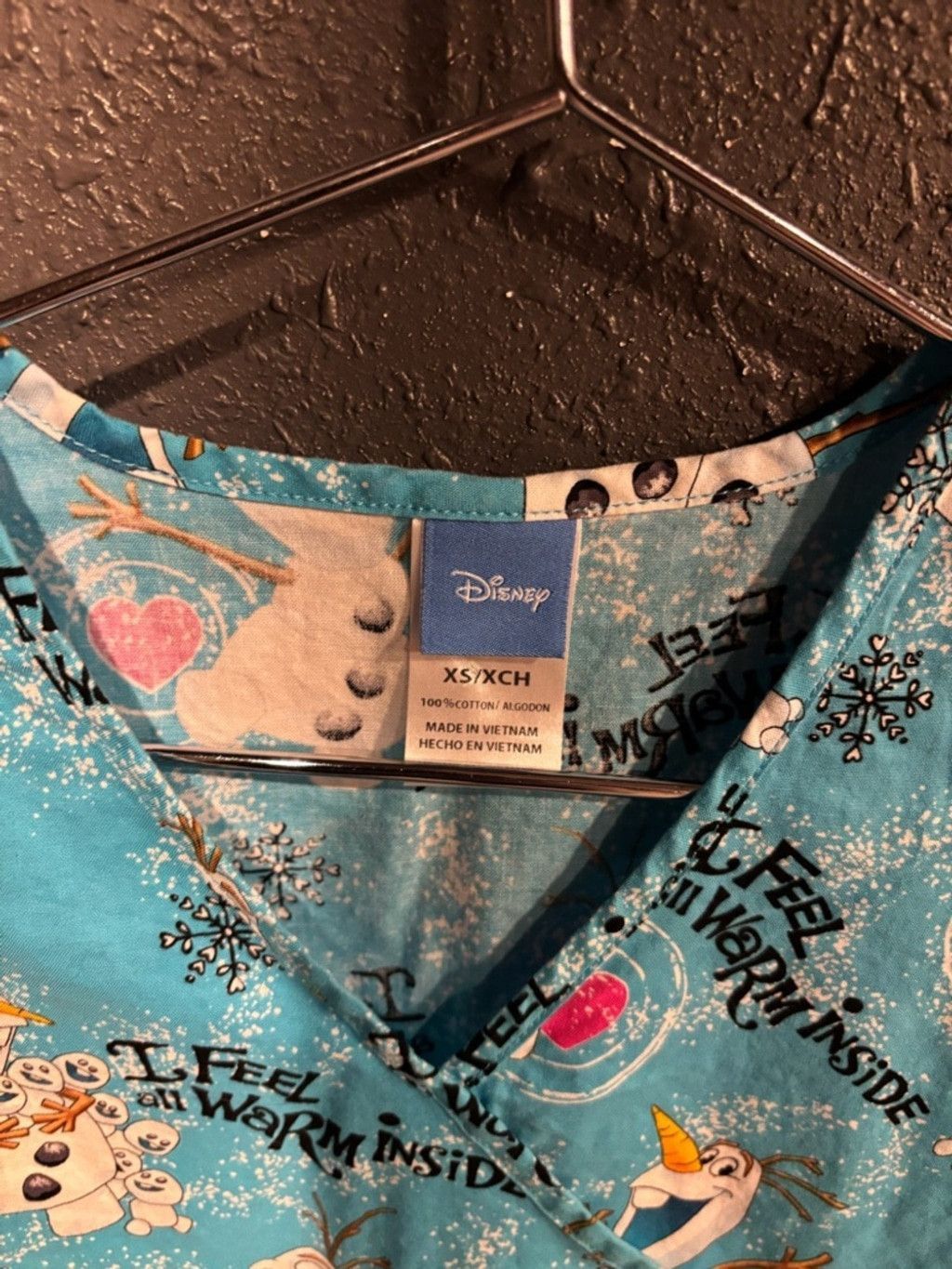 Disney Disney Frozen Olaf Print Blue Scrub Top Size XS / US 0-2 / IT 36-38 - 3 Thumbnail
