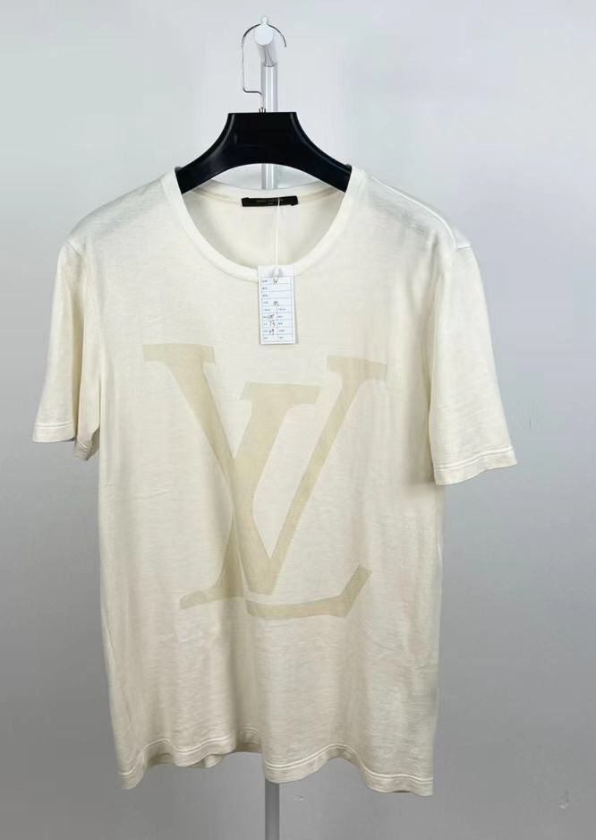 Louis Vuitton Louis Vuitton LV Beige Letters Big Logo Short Sleeve ...