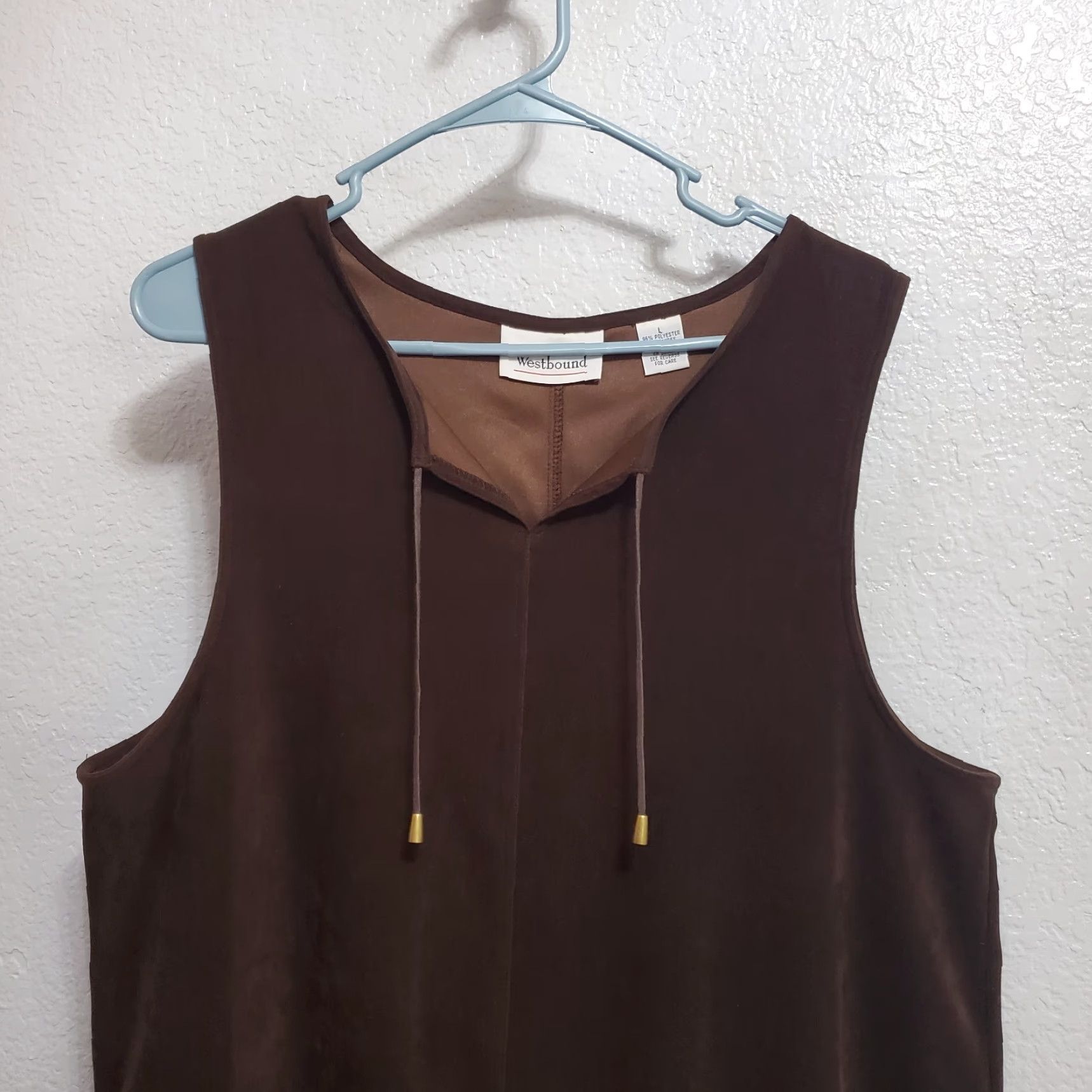 Vintage Westbound Dress Women L Brown Maxi Faux Suede Sleeveless Pockets Western Oversized Bohemian Western Fall Spring Summer Womens Size L / US 10 / IT 46 - 4 Thumbnail