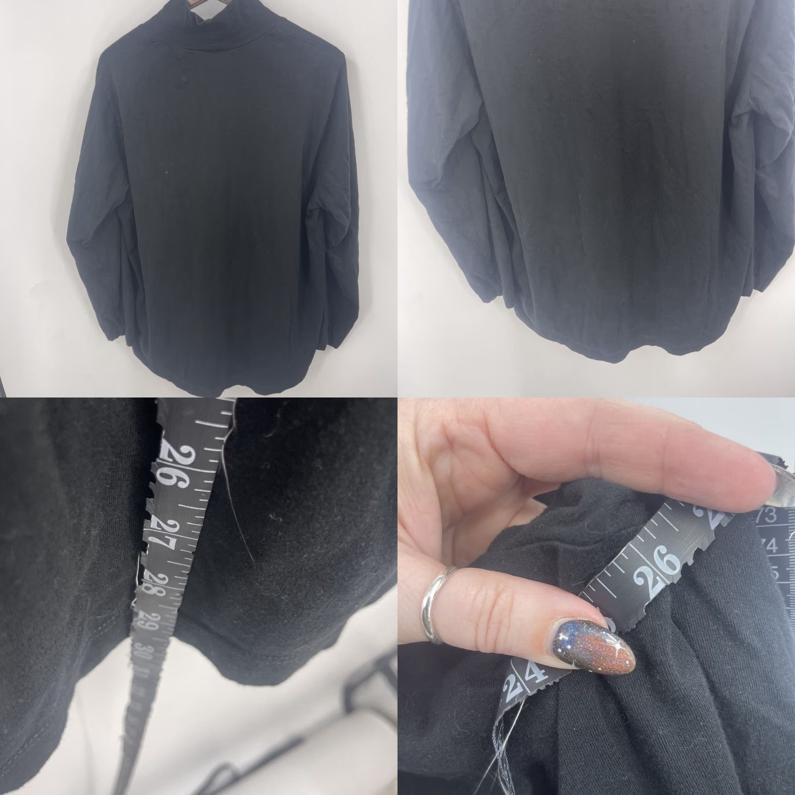 Vintage Ulla Popken Plus 18 Black Long Sleeve Mock Neck Tunic Blouse Casual Femme Classic Size XXL / US 16-18 / IT 52-54 - 8 Thumbnail