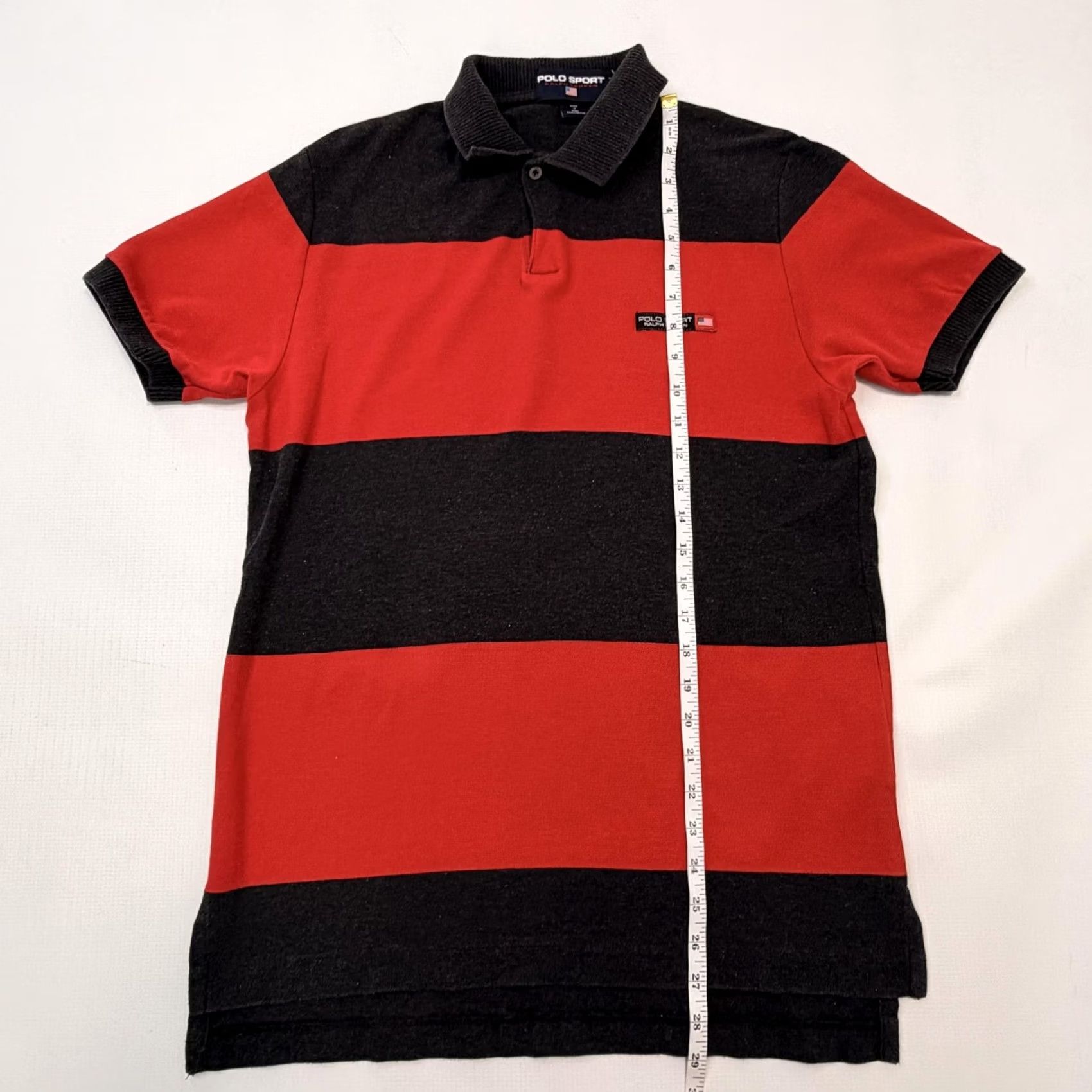 Polo Ralph Lauren Polo Sport Ralph Lauren Polo Shirt Mens M Red Striped 100% Cotton Polo Sport Logo Casual Short Sleeve Button Neckline Size US M / EU 48-50 / 2 - 5 Thumbnail