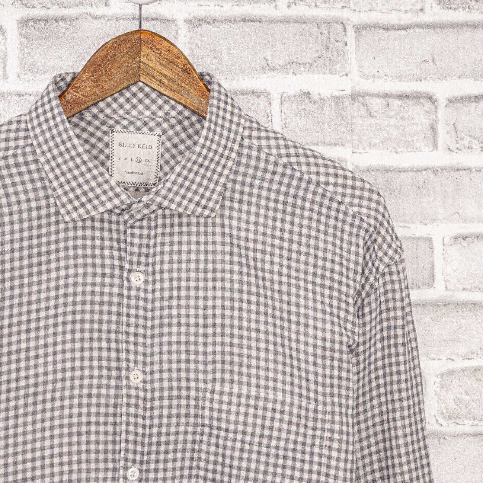 Billy Reid BILLY REID Standard Cut Button up Shirt in Gray Gingham Size US XL / EU 56 / 4 - 1 Thumbnail
