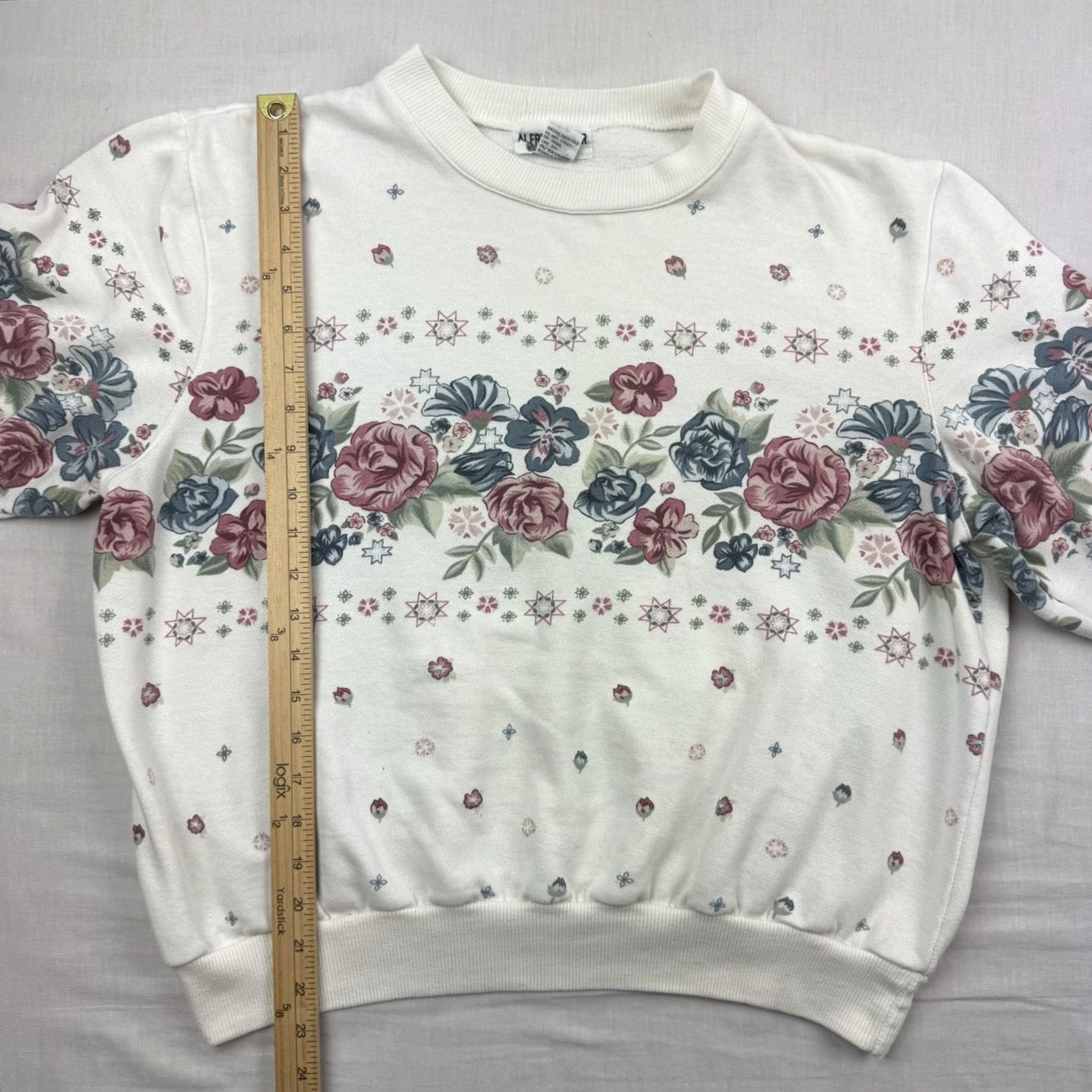 Vintage VINTAGE Alfred Dunner Floral Sweatshirt Womens Large Regular Pullover Crew Neck White Floral 90s 80s Nature Boys? Size L / US 10 / IT 46 - 5 Thumbnail