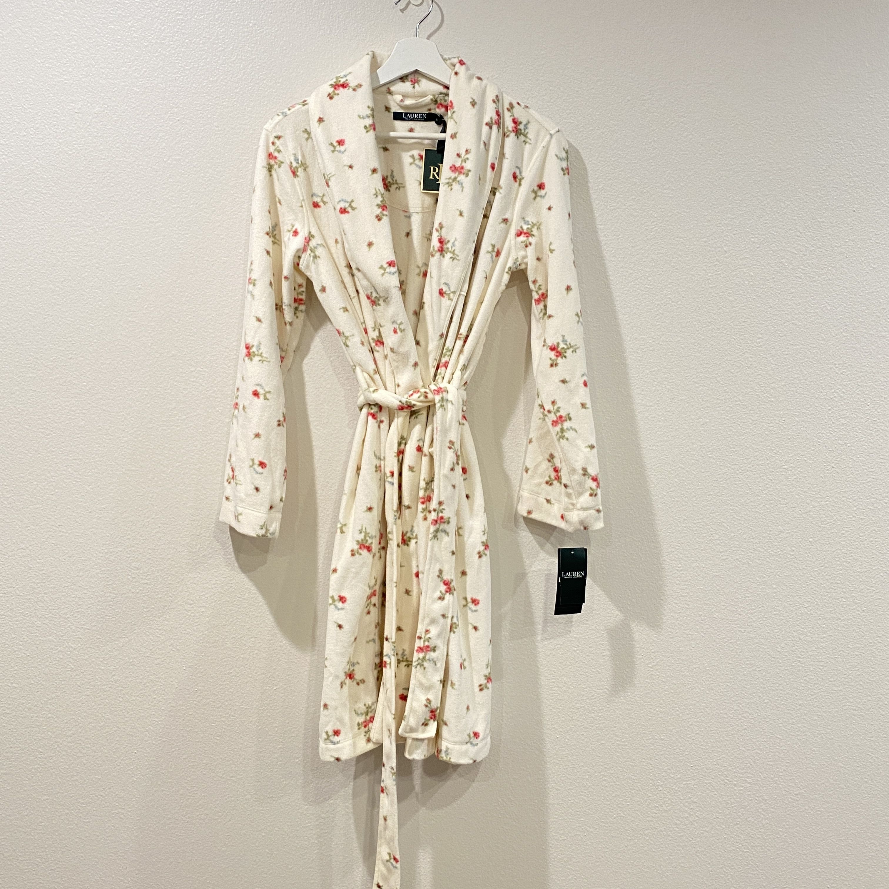 Ralph Lauren Lauren Ralph Lauren Ivory Floral Fleece Wrap Robe Size S / US 4 / IT 40 - 2 Thumbnail