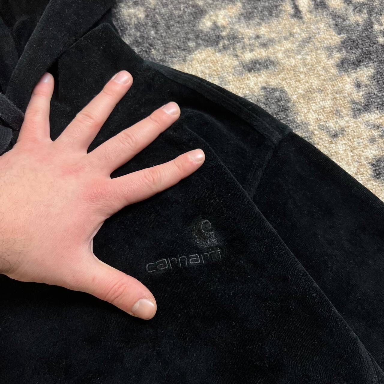 Carhartt Wip Carhartt WIP Mini Logo Full Black Velour Hoodie Size US XS / EU 42 / 0 - 4 Thumbnail