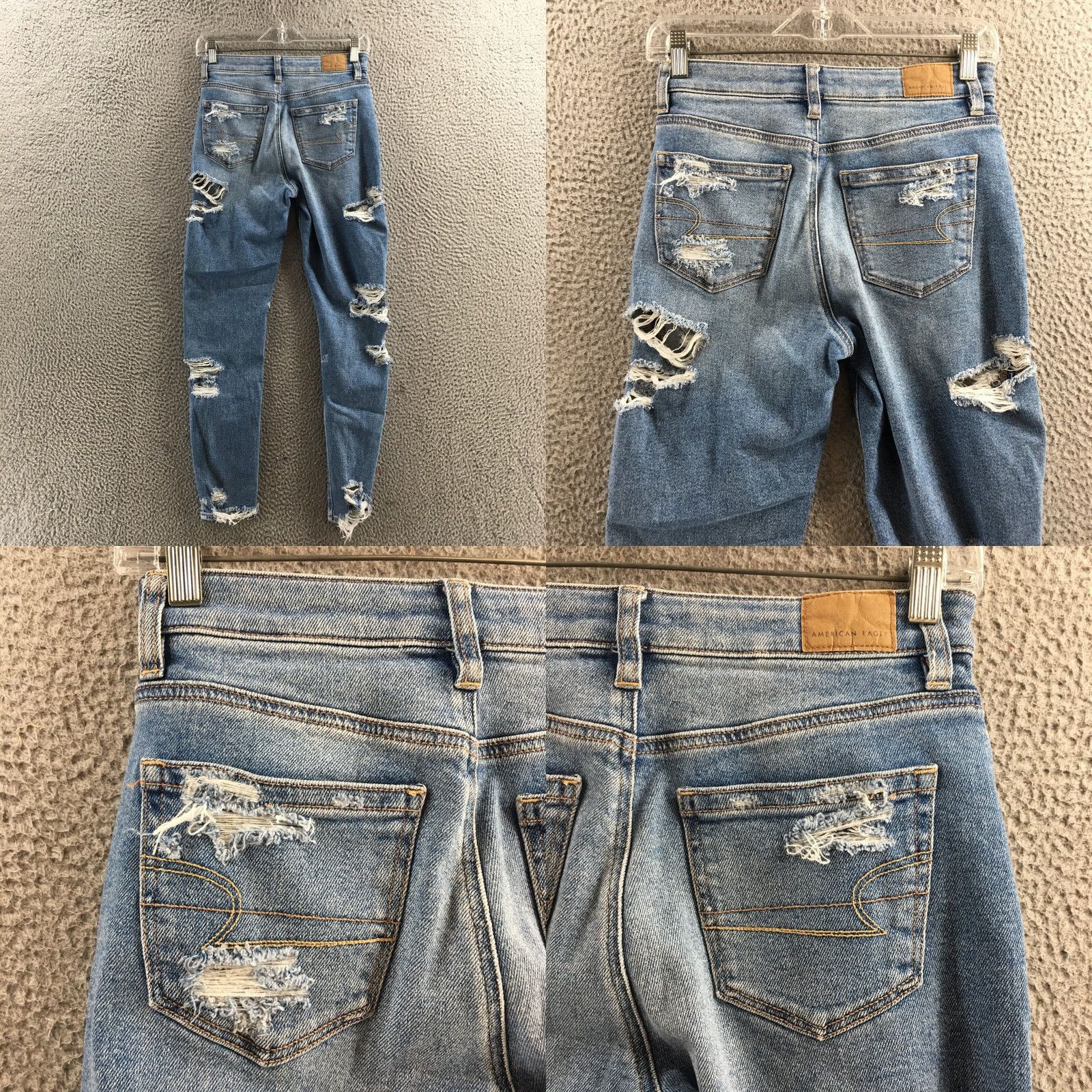 American Eagle Outfitters American Eagle Skinny Jeans Womens 27X27 Blue Distressed Stretch Zip Size 25" / US 0 / IT 36 - 9 Thumbnail