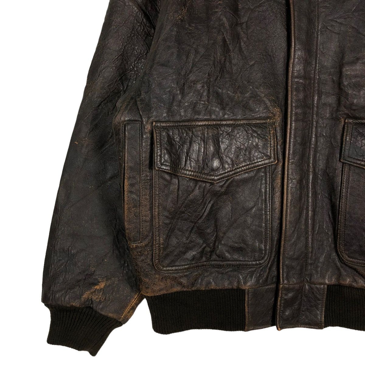 Vintage 🔥VINTAGE FLY GENUINE LEATHER JACKET BUGLE BIG LOGO Size US L / EU 52-54 / 3 - 8 Thumbnail