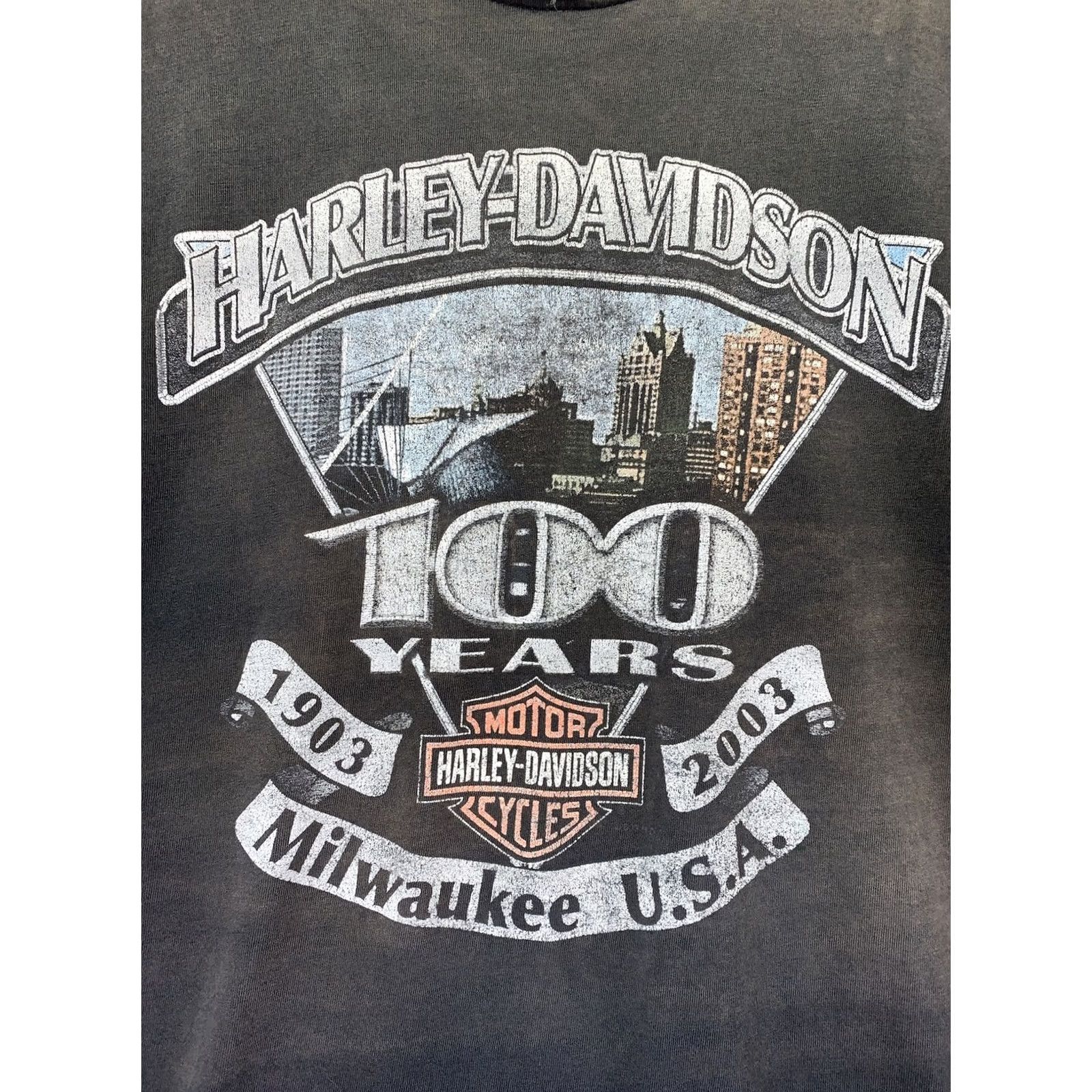 Harley Davidson VINTAGE Harley-Davidson Milwaukee 100th Anniversary T Shirt Mens XL Black Short Sleeve Crew Neck Logo 100th Anniversary Size US XL / EU 56 / 4 - 2 Thumbnail