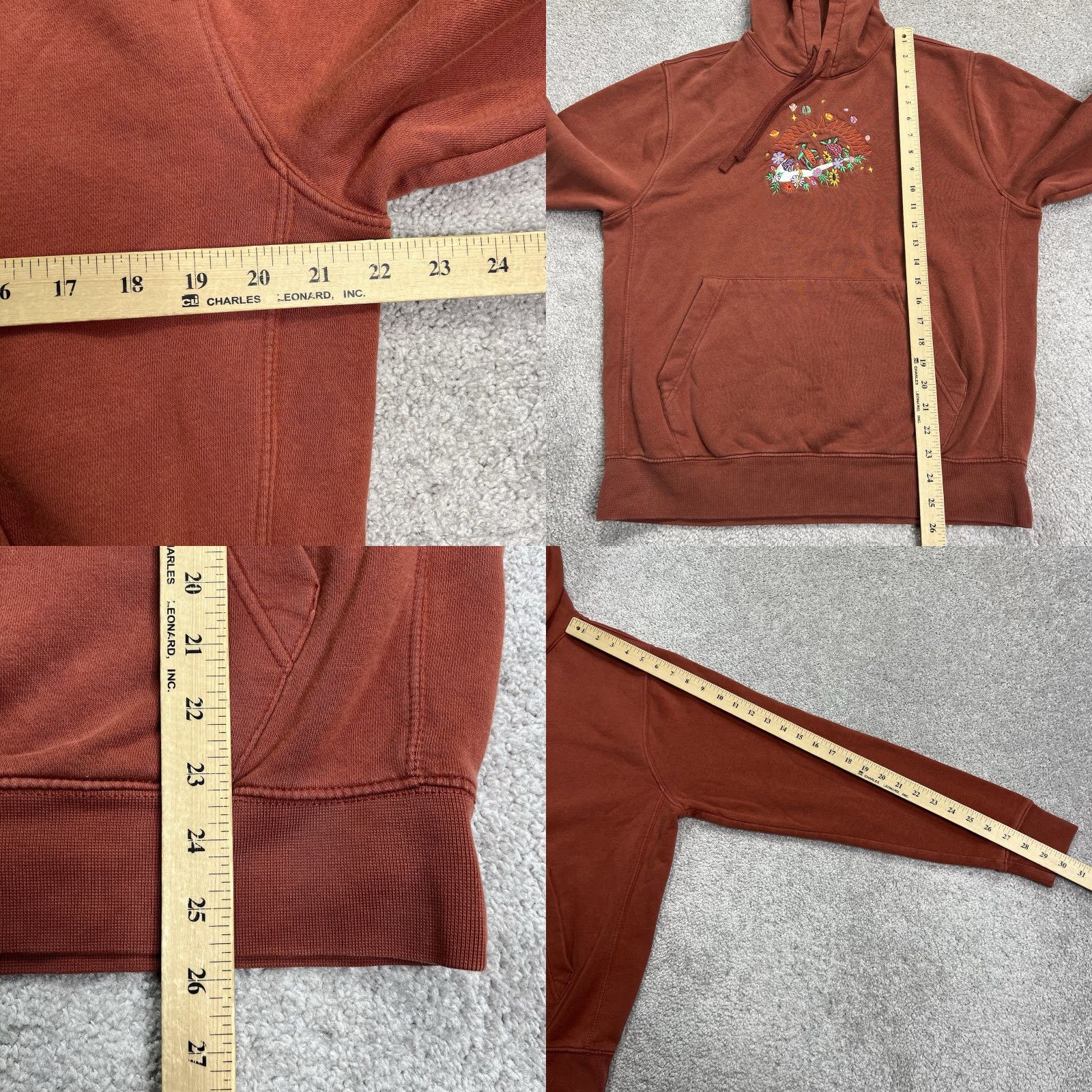 Nike Nike Hoodie Mens Med Sportswear Club Fleece Embroidery Sun Turtle Flower Rust Red Pullover Size US M / EU 48-50 / 2 - 8 Thumbnail