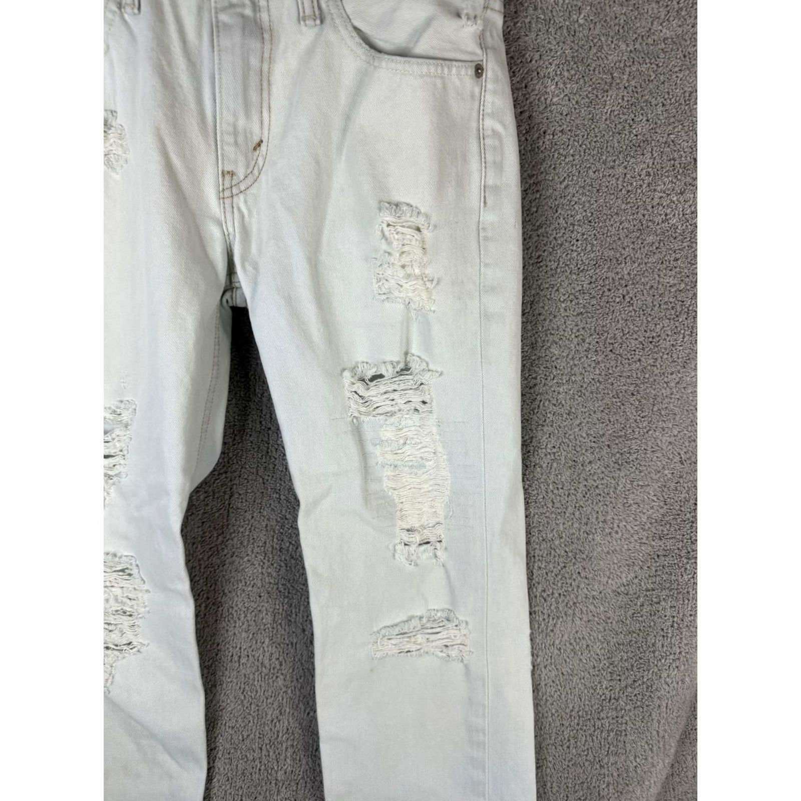 Levi's Levi's 511 Jeans Mens 31x32 White Slim Distressed Ripped Tapered Stretch Denim Wool? Size US 31 - 6 Thumbnail