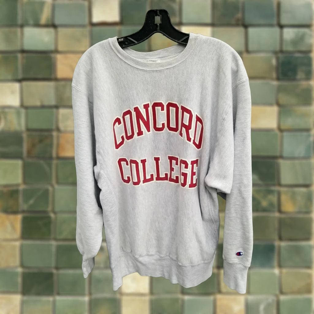 Champion VINTAGE Champion CONCORD COLLEGE Hooded Jacket XL Men Gray Weave Reverse Weave University 90s Distressed Size US XL / EU 56 / 4 - 1 Thumbnail