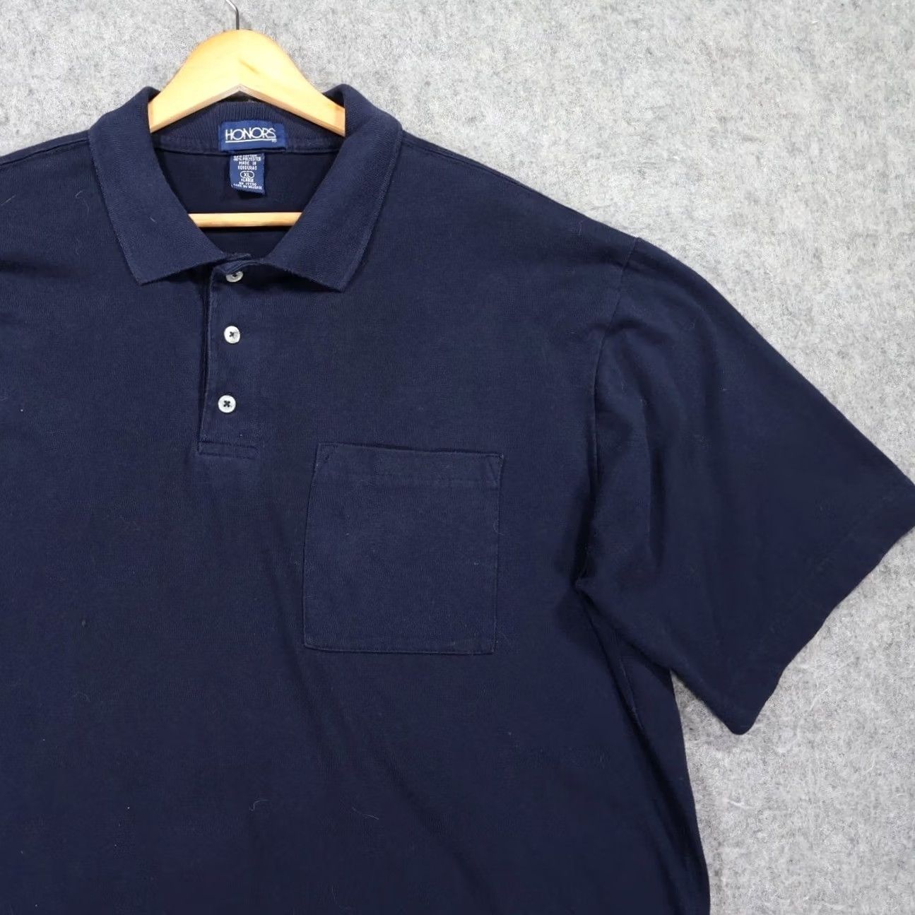 Vintage Honors Shirt Mens XL Polo Navy Excellent Short Sleeve Pocket Solid Size US XL / EU 56 / 4 - 3 Thumbnail