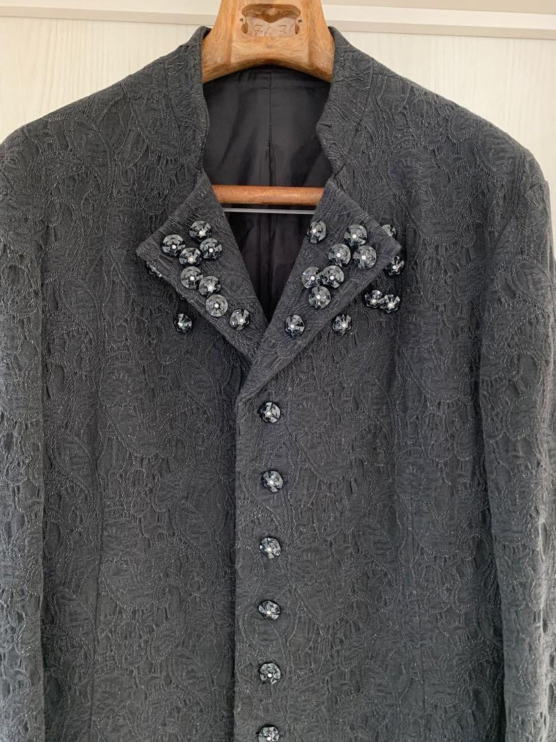 Yohji Yamamoto Yohji Yamamoto POUR HOMME jacquard pattern coat jacket Size US L / EU 52-54 / 3 - 2 Thumbnail